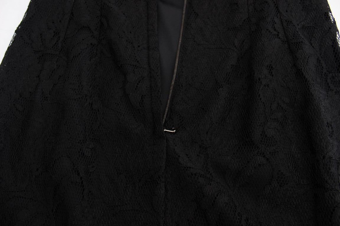 Robe longue élégante en dentelle florale noire Dolce & Gabbana
