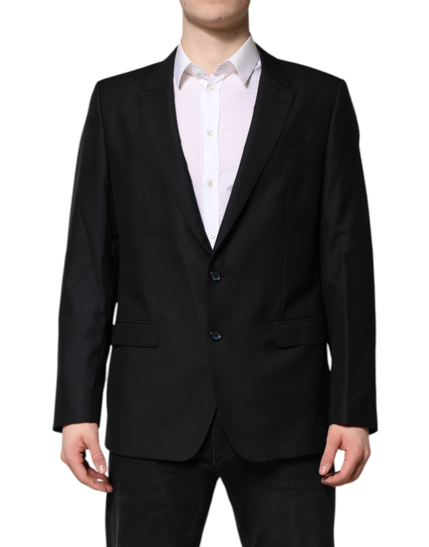 Dolce & Gabbana Veste blazer en laine bleu foncé MARTINI