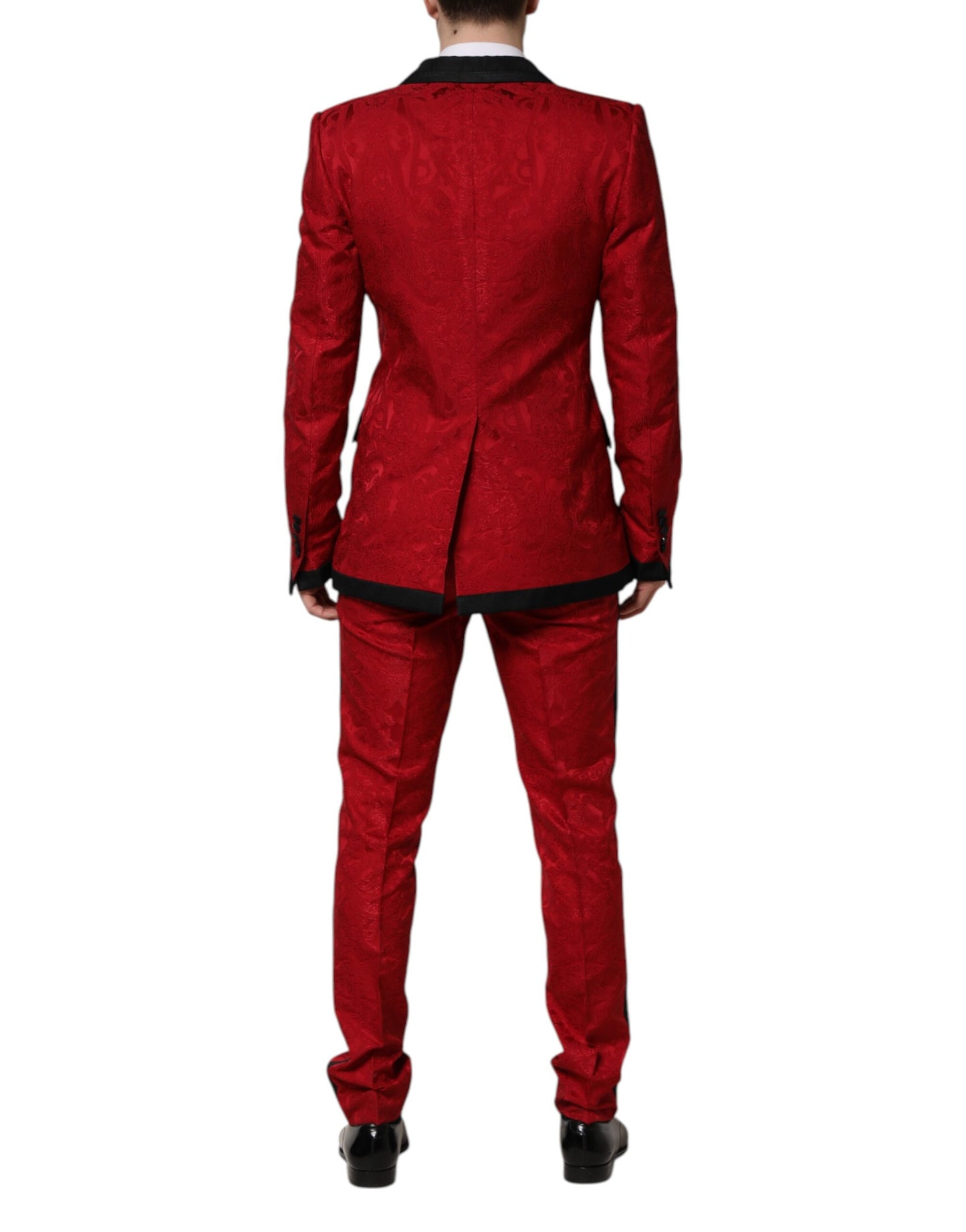 Costume croisé 2 pièces Dolce & Gabbana en jacquard floral rouge