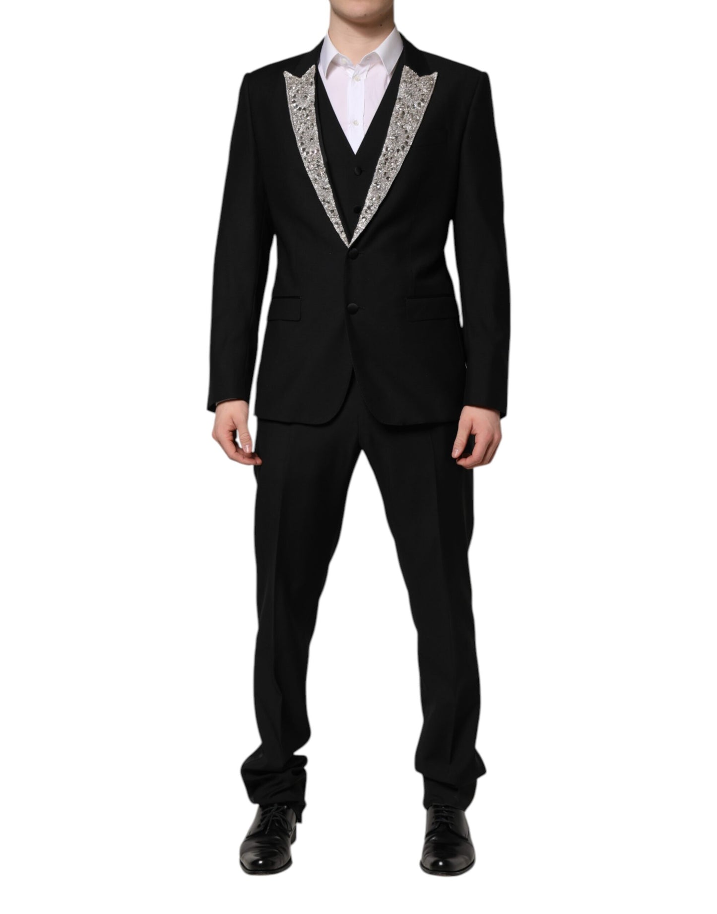 Costume 3 pièces Dolce & Gabbana noir MARTINI orné de cristaux