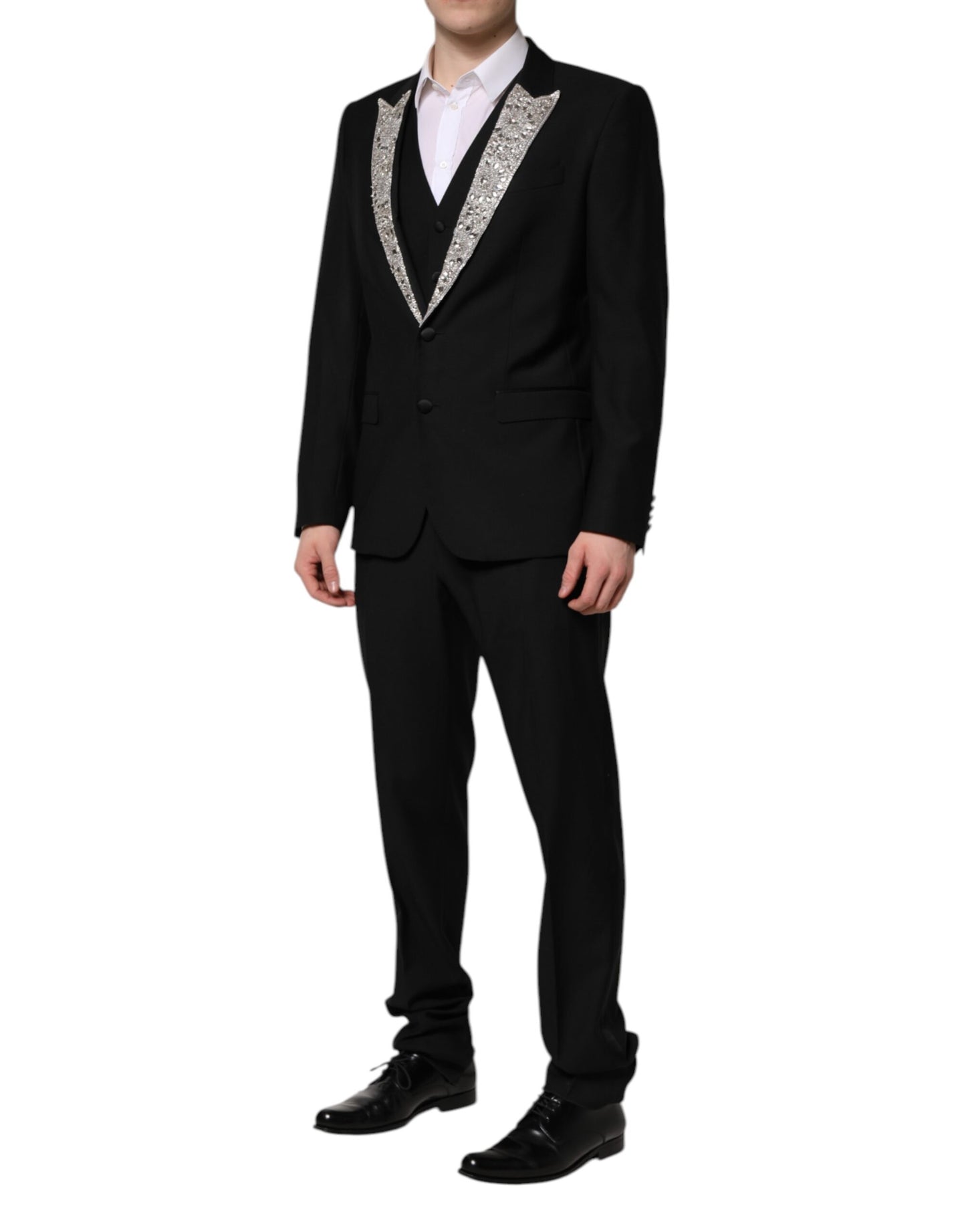 Costume 3 pièces Dolce & Gabbana noir MARTINI orné de cristaux