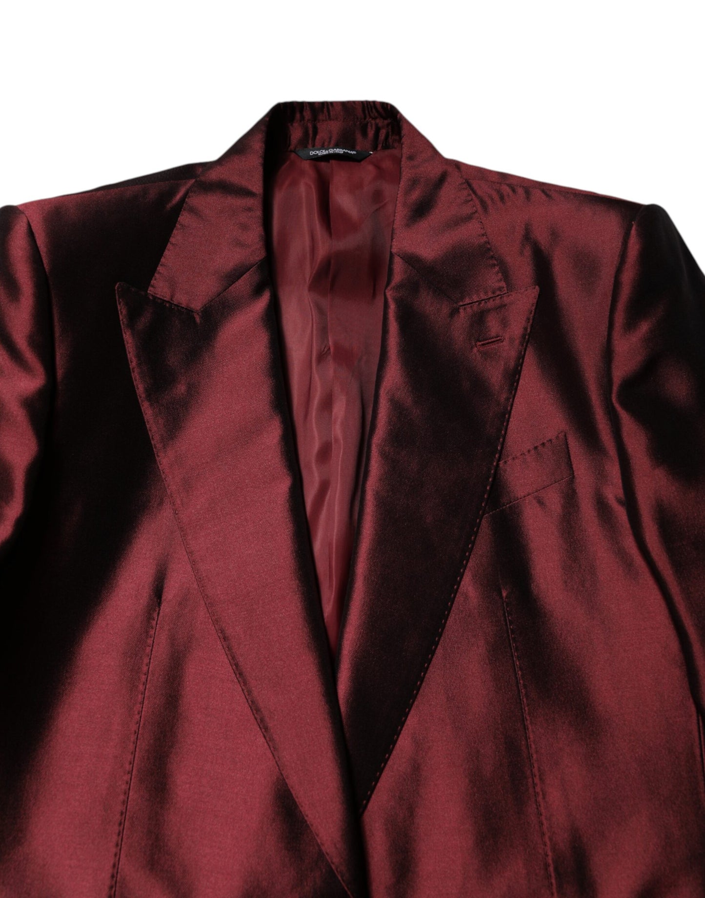 Costume 2 pièces simple boutonnage en soie bordeaux Dolce & Gabbana