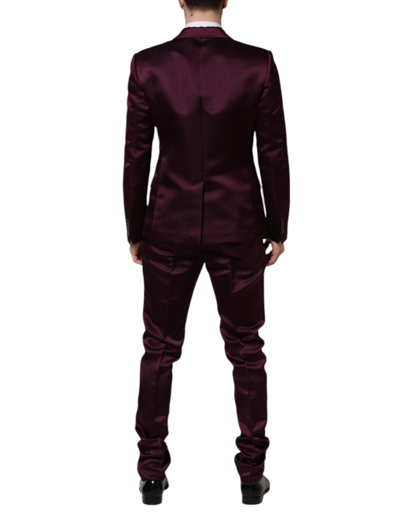 Costume 3 pièces en soie violet foncé Dolce & Gabbana à boutonnage simple