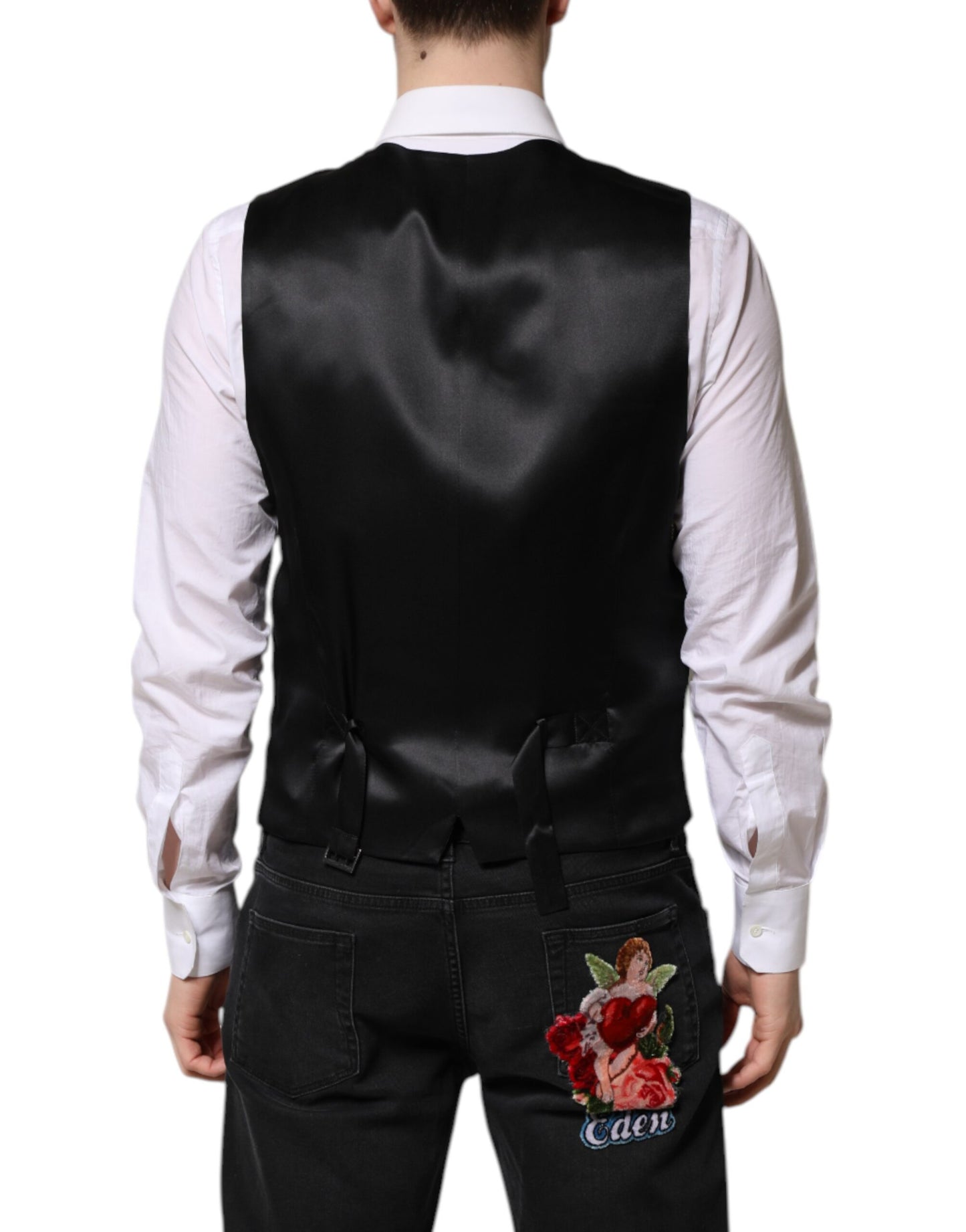 Gilet habillé en lurex noir Dolce & Gabbana pour homme