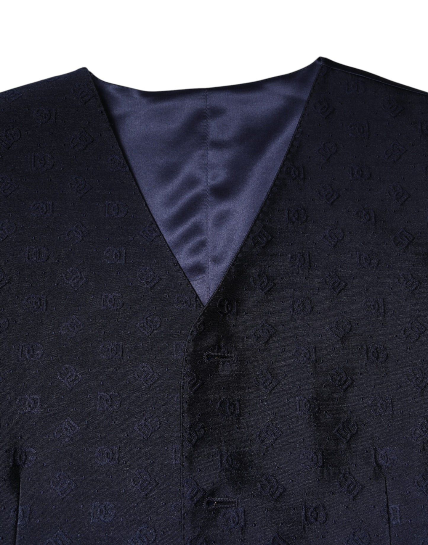 Gilet habillé en laine bleu foncé avec logo Dolce & Gabbana pour homme