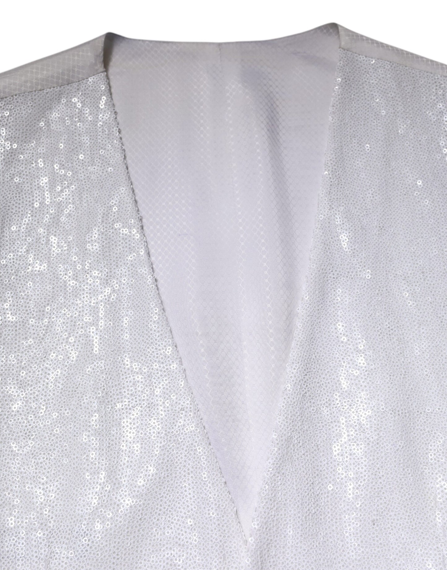 Dolce & Gabbana Robe blanche à paillettes Gilet formel Gilet