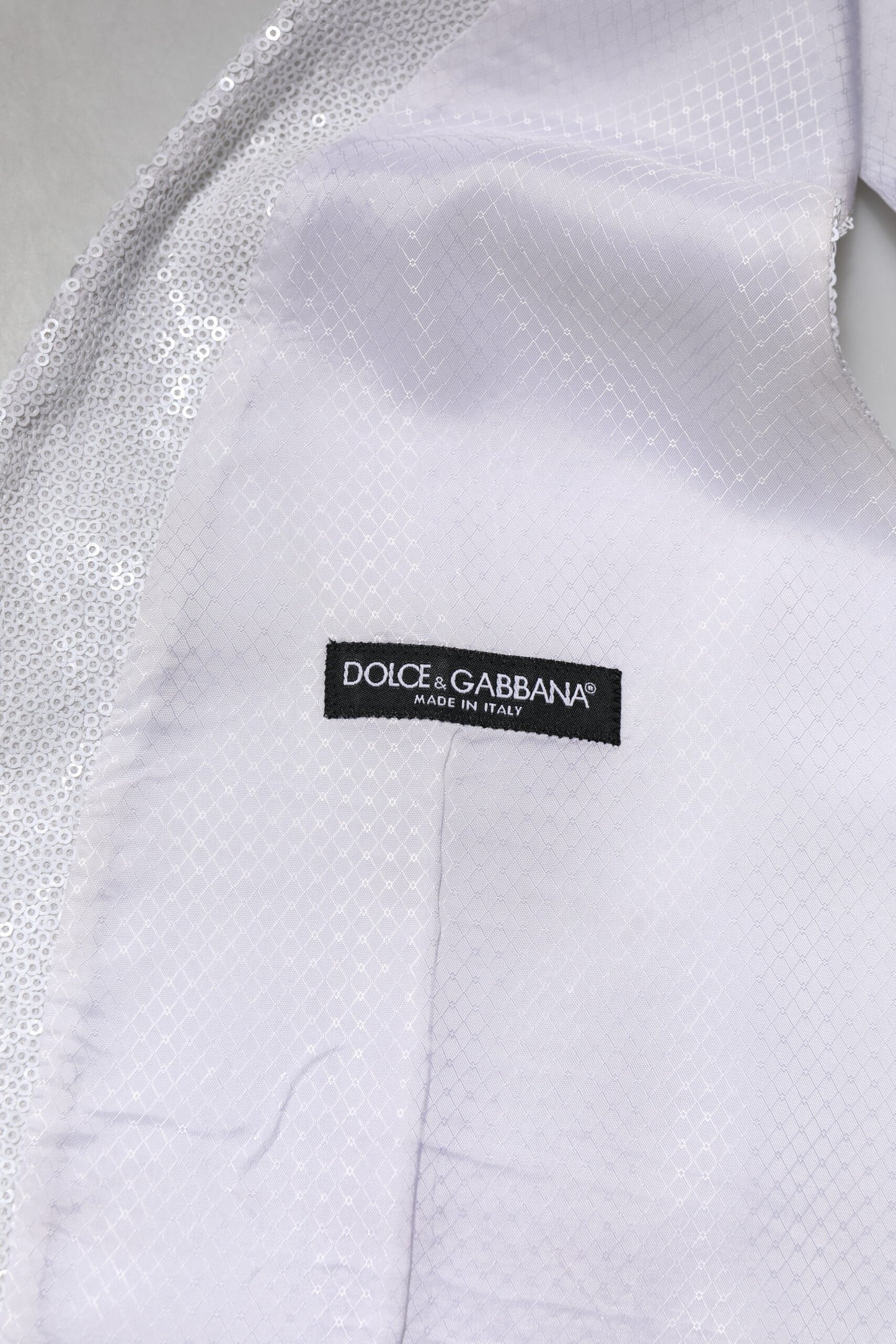 Dolce & Gabbana Robe blanche à paillettes Gilet formel Gilet