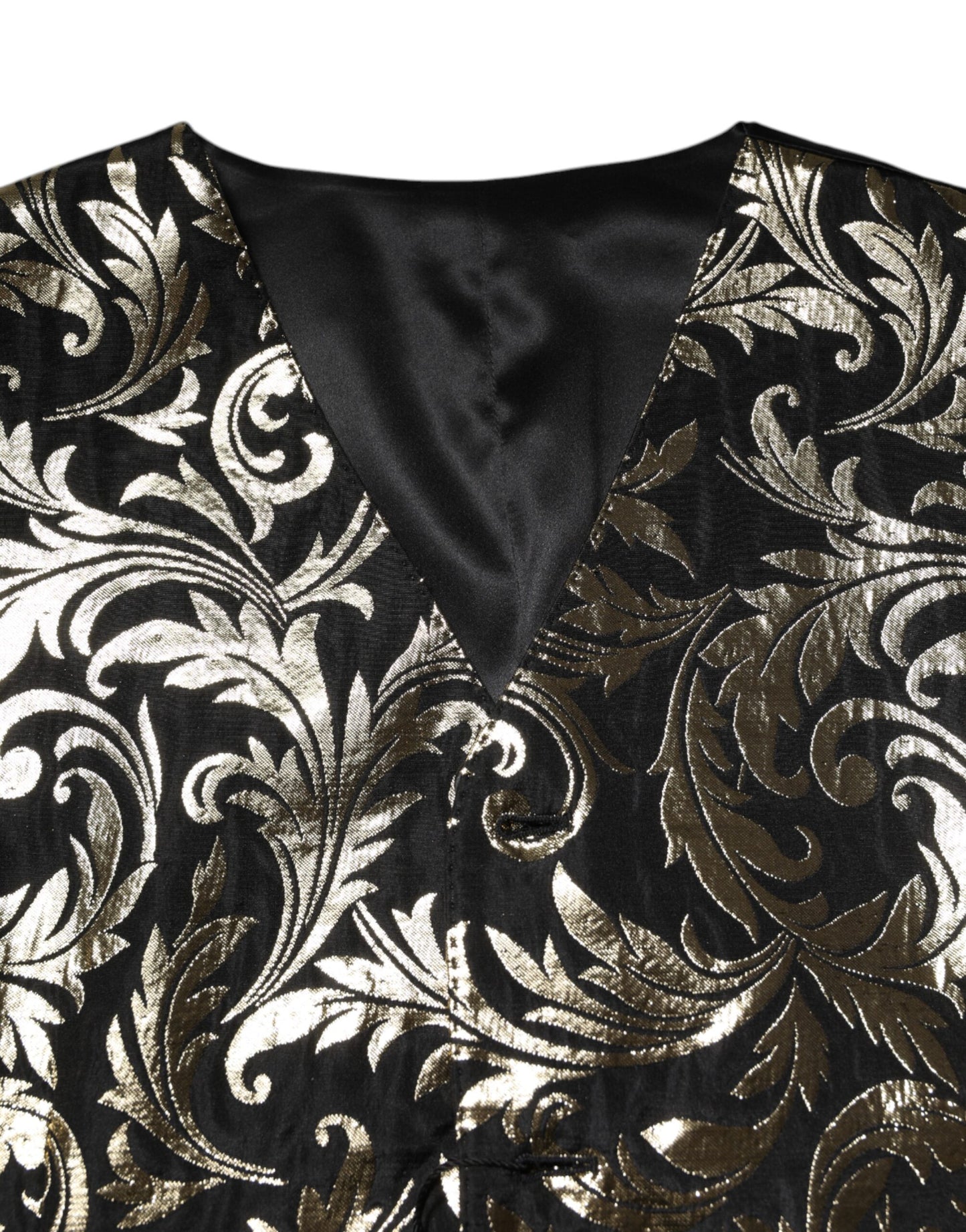 Gilet habillé en jacquard noir et or Dolce & Gabbana pour homme