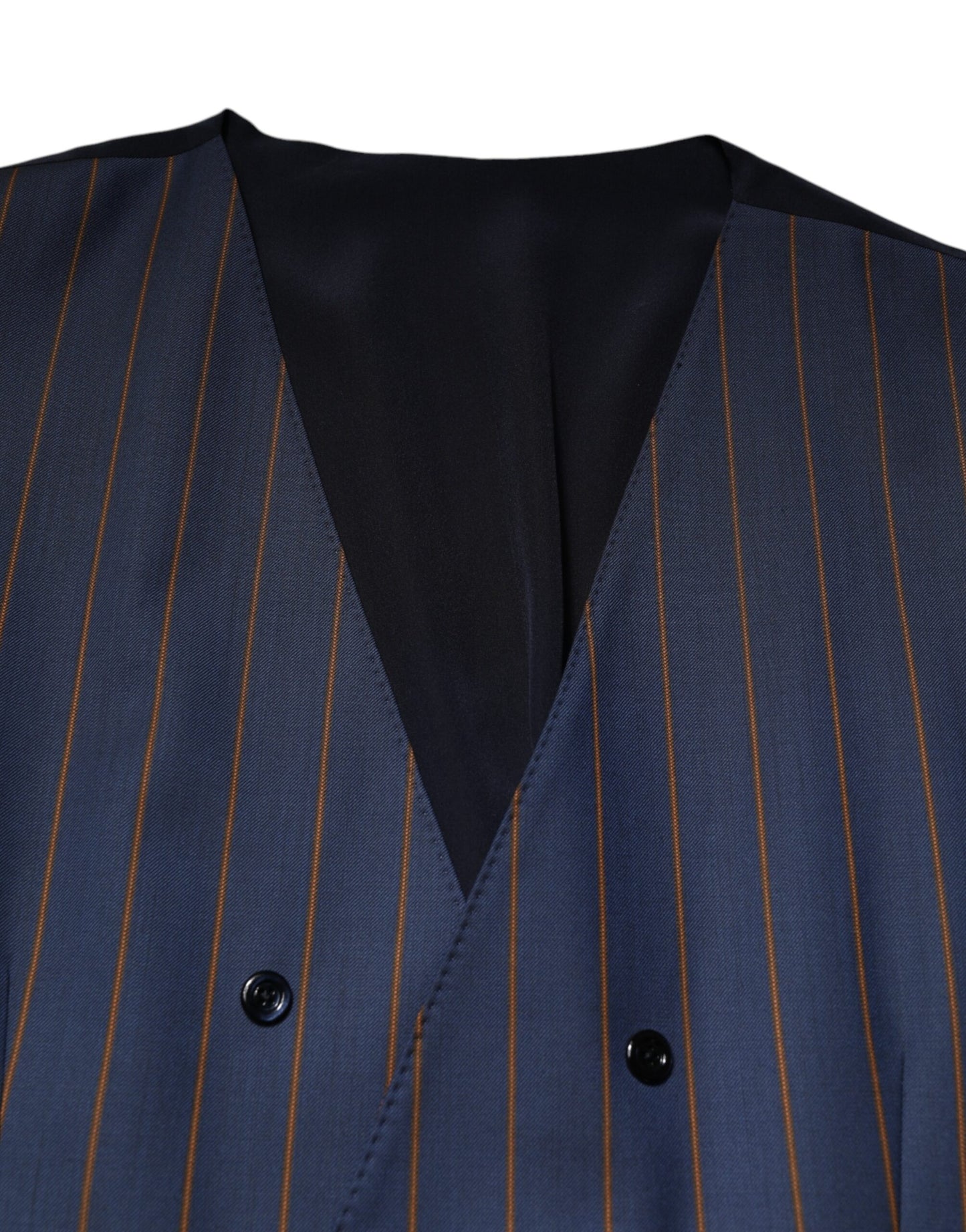 Gilet habillé en laine à rayures bleues Dolce & Gabbana pour homme