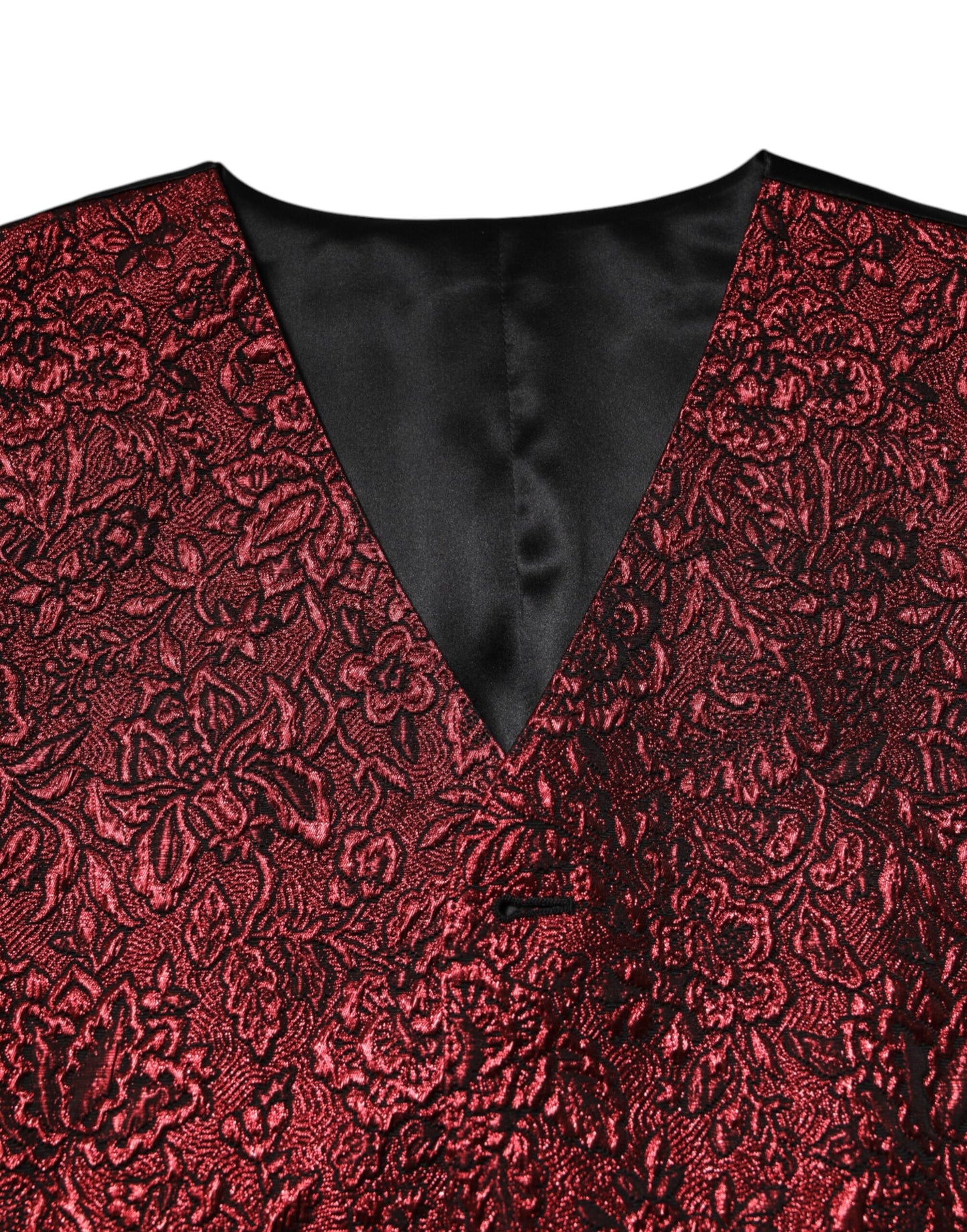 Gilet habillé en brocart floral rouge Dolce & Gabbana pour homme