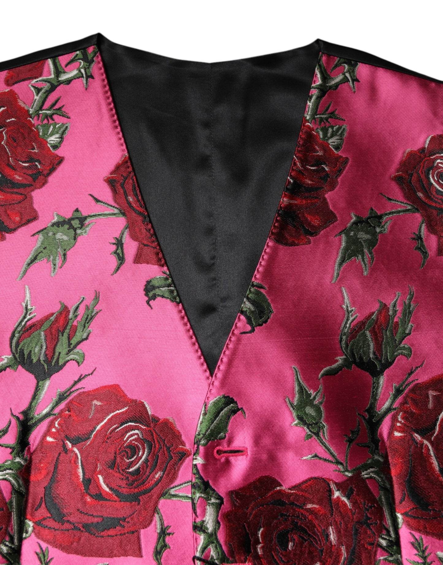 Gilet de costume en satin à fleurs roses Dolce & Gabbana pour homme