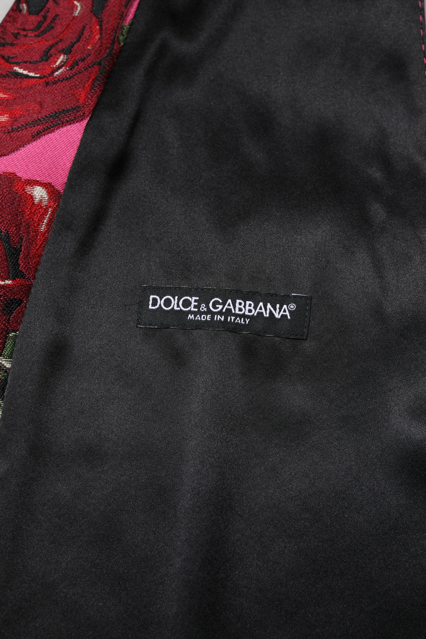 Gilet de costume en satin à fleurs roses Dolce & Gabbana pour homme