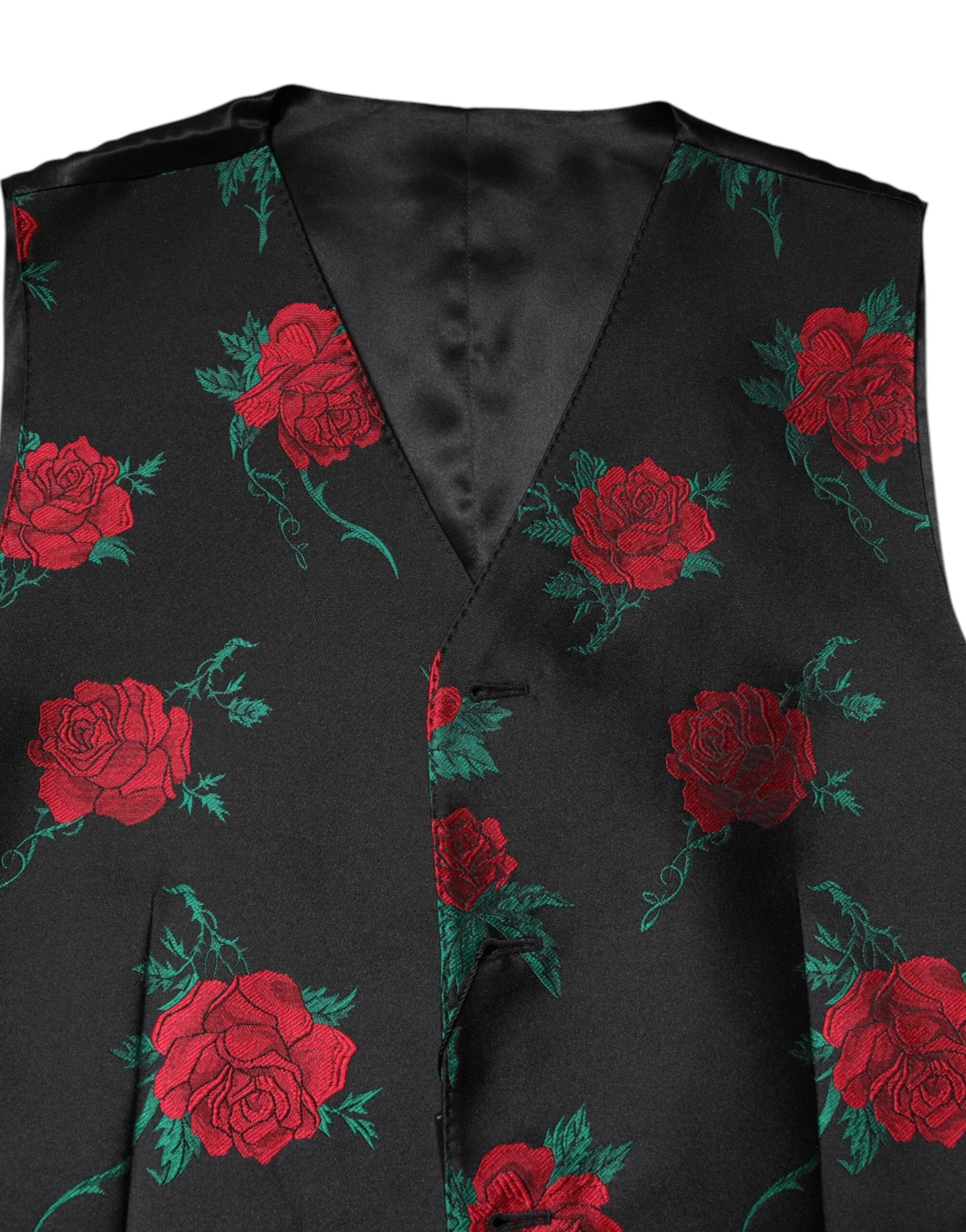 Gilet habillé en brocart floral rouge Dolce & Gabbana pour homme