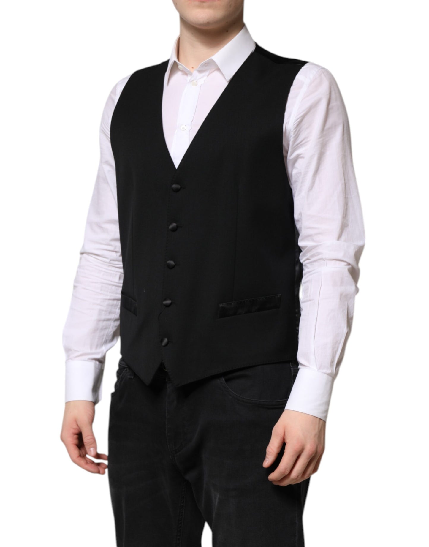 Gilet habillé en laine noire Dolce & Gabbana pour homme