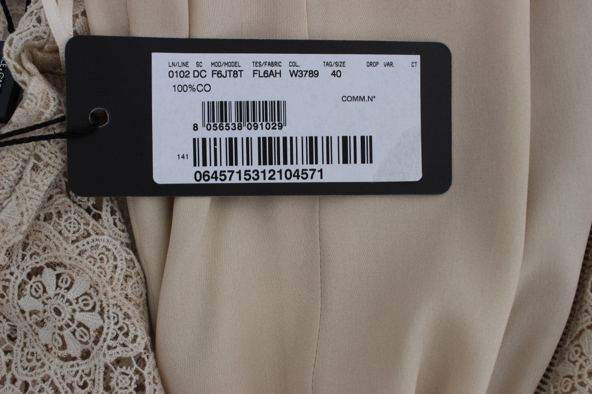 Dolce & Gabbana - Robe longue beige élégante à fleurs découpées