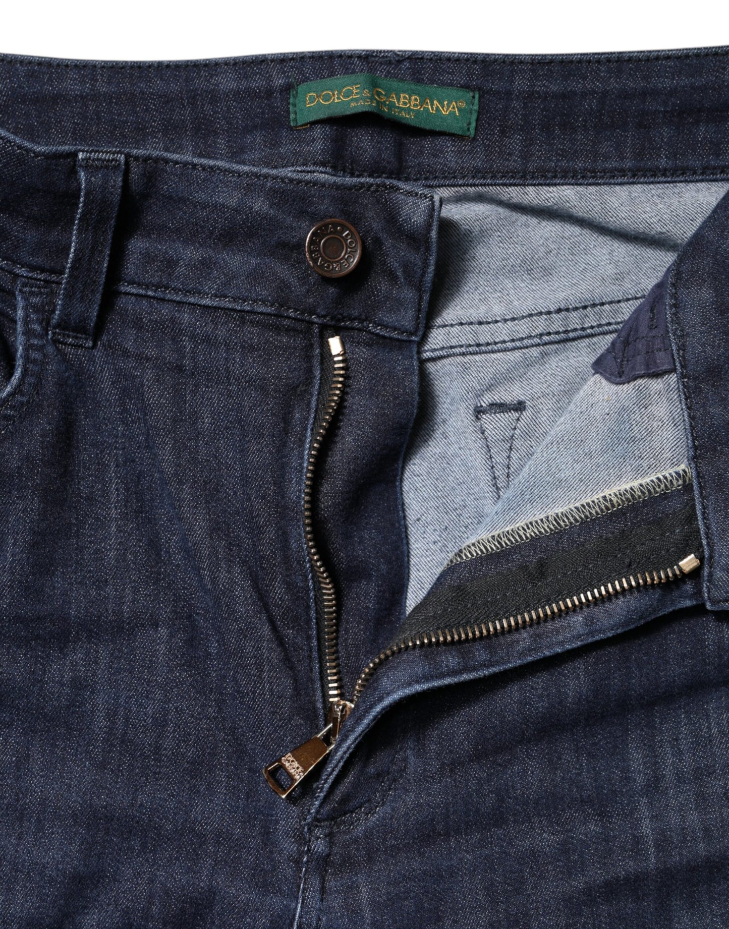 Dolce & Gabbana Dark Blue Cotton Skinny Cropped Denim Jeans by Dolce & Gabbana