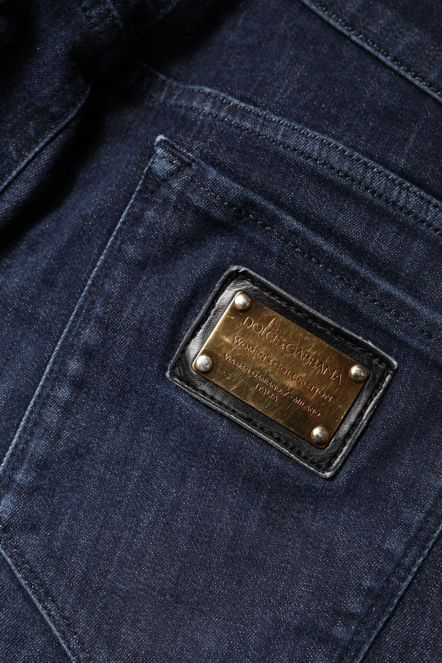 Dolce & Gabbana Dark Blue Cotton Skinny Cropped Denim Jeans by Dolce & Gabbana