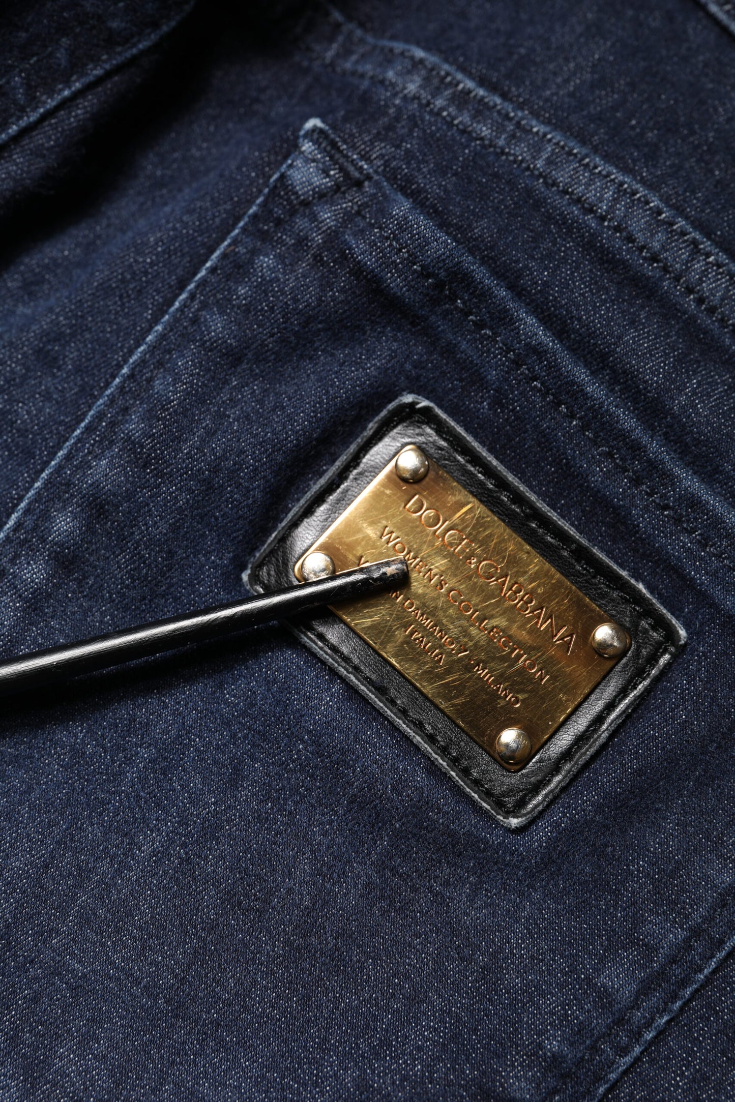 Dolce & Gabbana Dark Blue Cotton Skinny Cropped Denim Jeans by Dolce & Gabbana