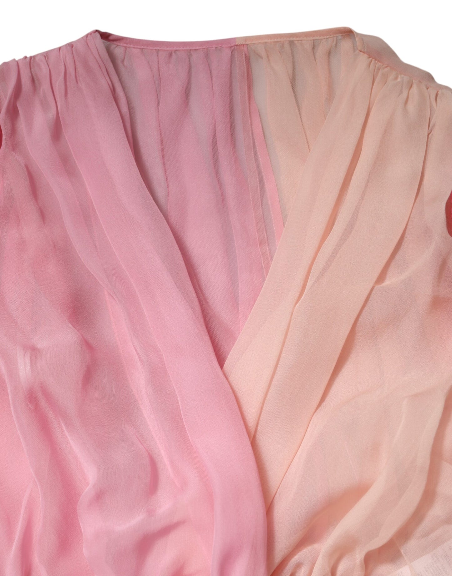 Dolce & Gabbana Pink Plunging V-neck Long Sleeves Blouse Top by Dolce & Gabbana