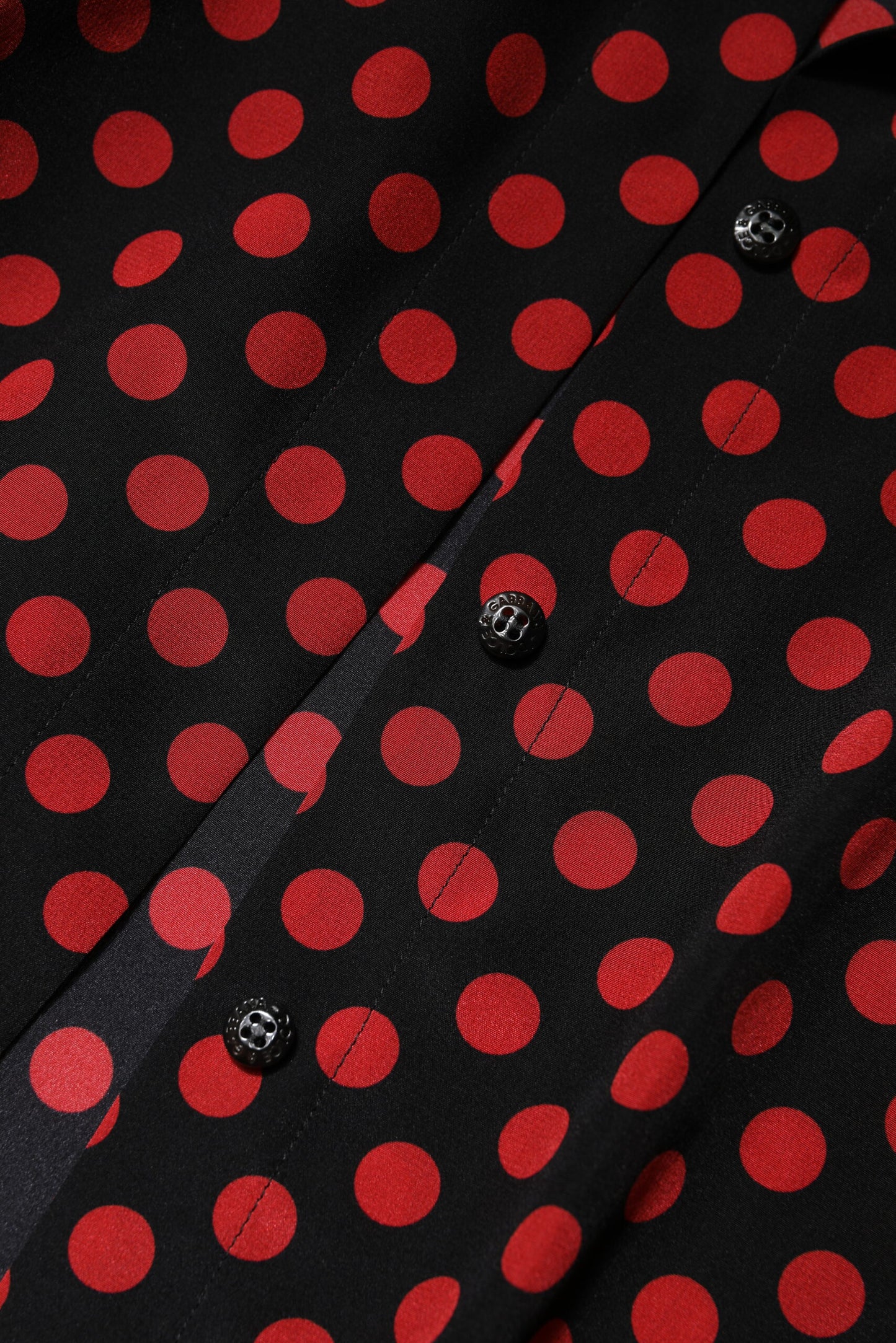 Dolce & Gabbana Black Red Polka Dot Silk Long Sleeves Top by Dolce & Gabbana