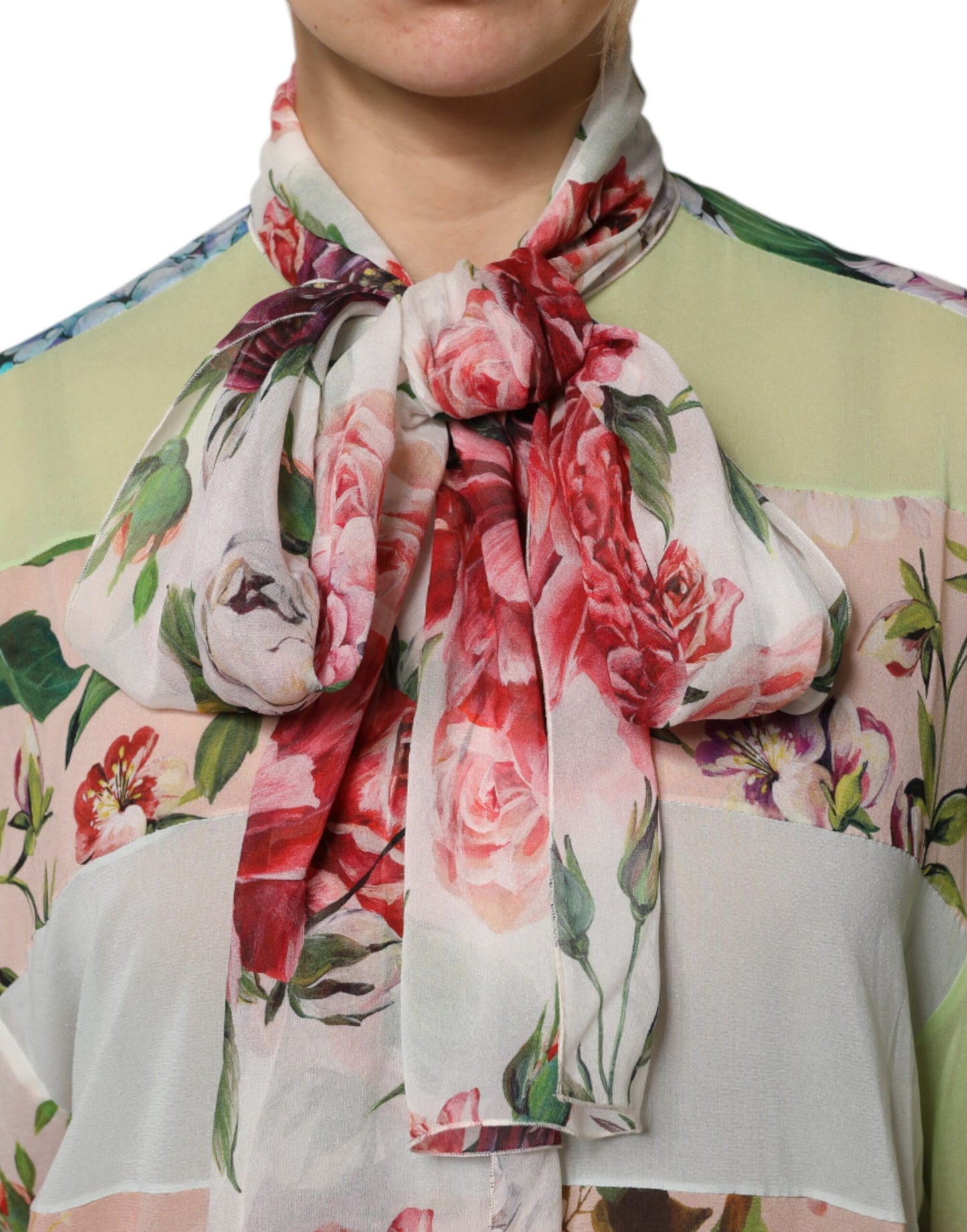 Dolce & Gabbana Multicolor Floral Patchwork Long Sleeves Top by Dolce & Gabbana
