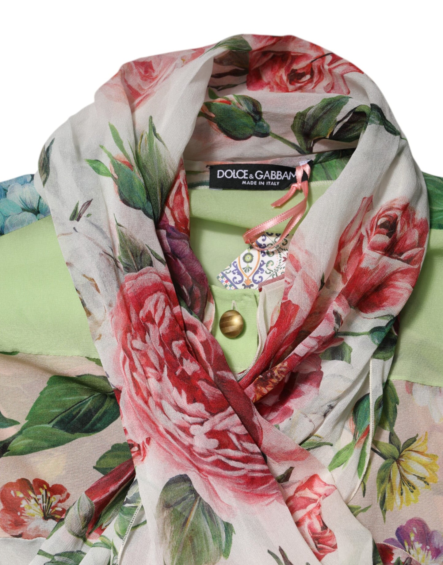 Dolce & Gabbana Multicolor Floral Patchwork Long Sleeves Top by Dolce & Gabbana
