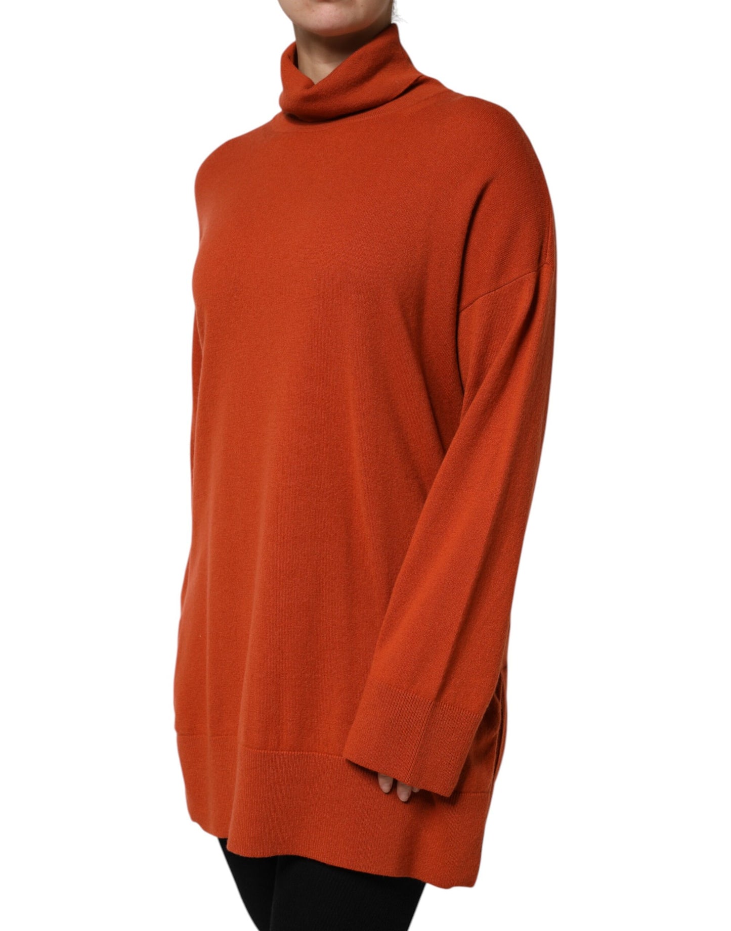 Alpha Studio Dark Orange Long Sleeves Turtleneck Sweater by Alpha Studio