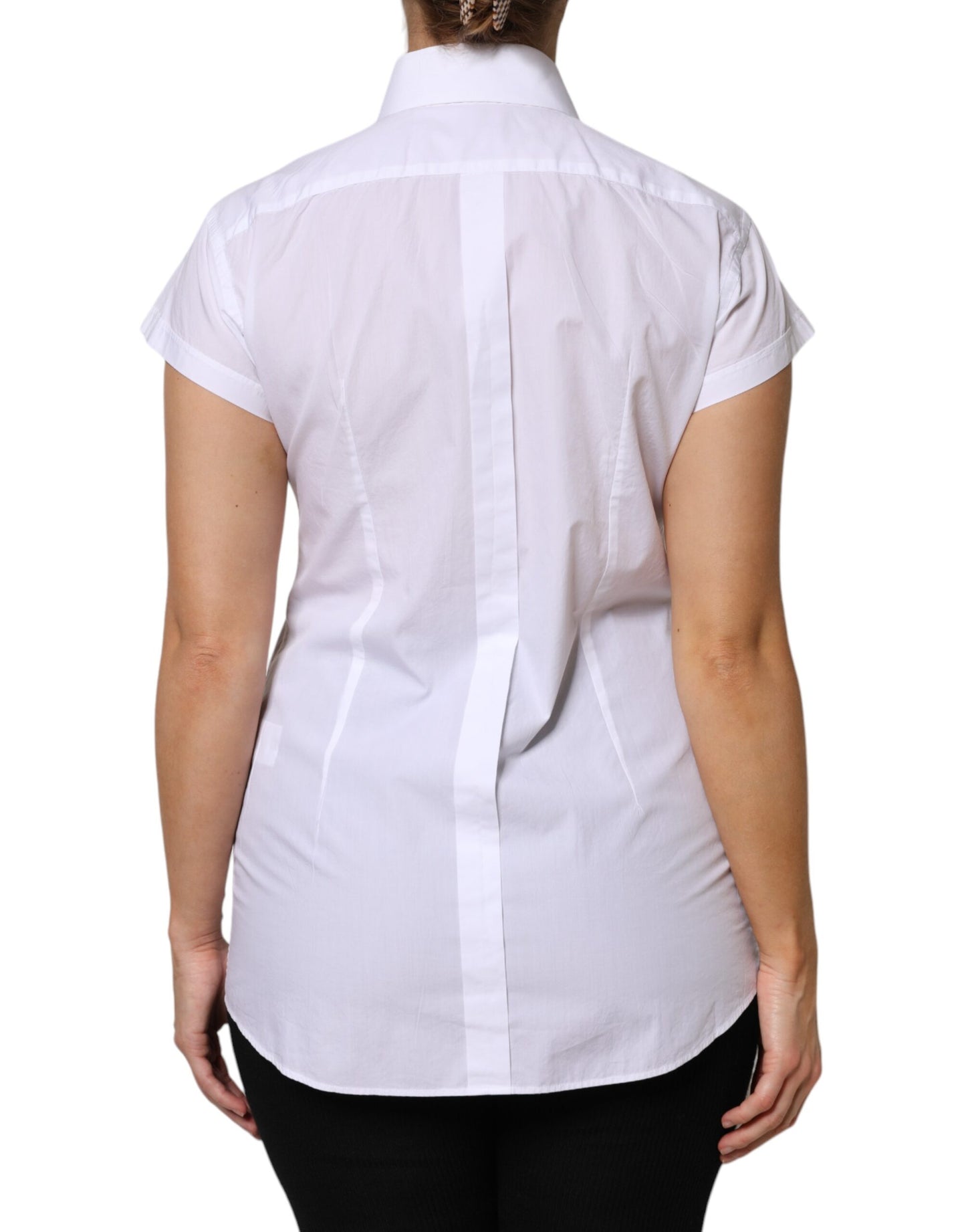 Dolce & Gabbana White Cotton Short Sleeves Collared Polo Top by Dolce & Gabbana