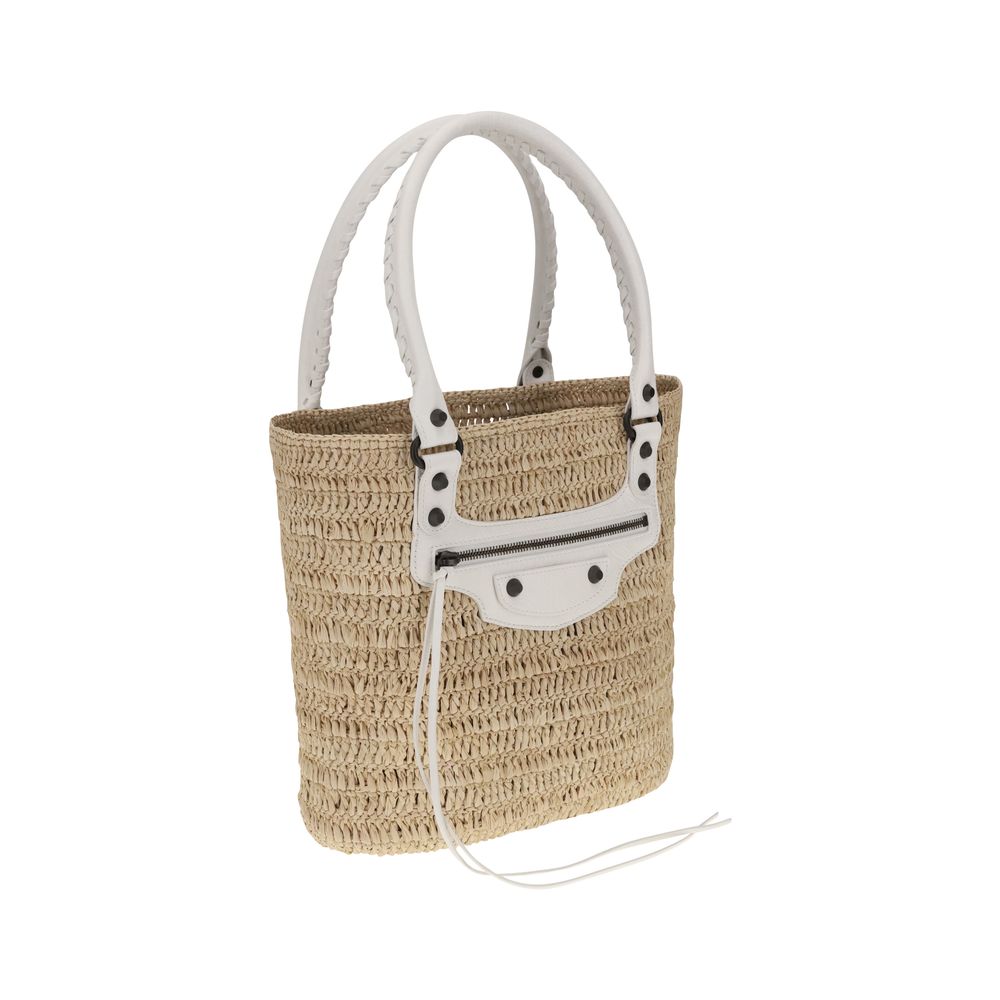 Petit sac à bandoulière en paille Balenciaga Le City