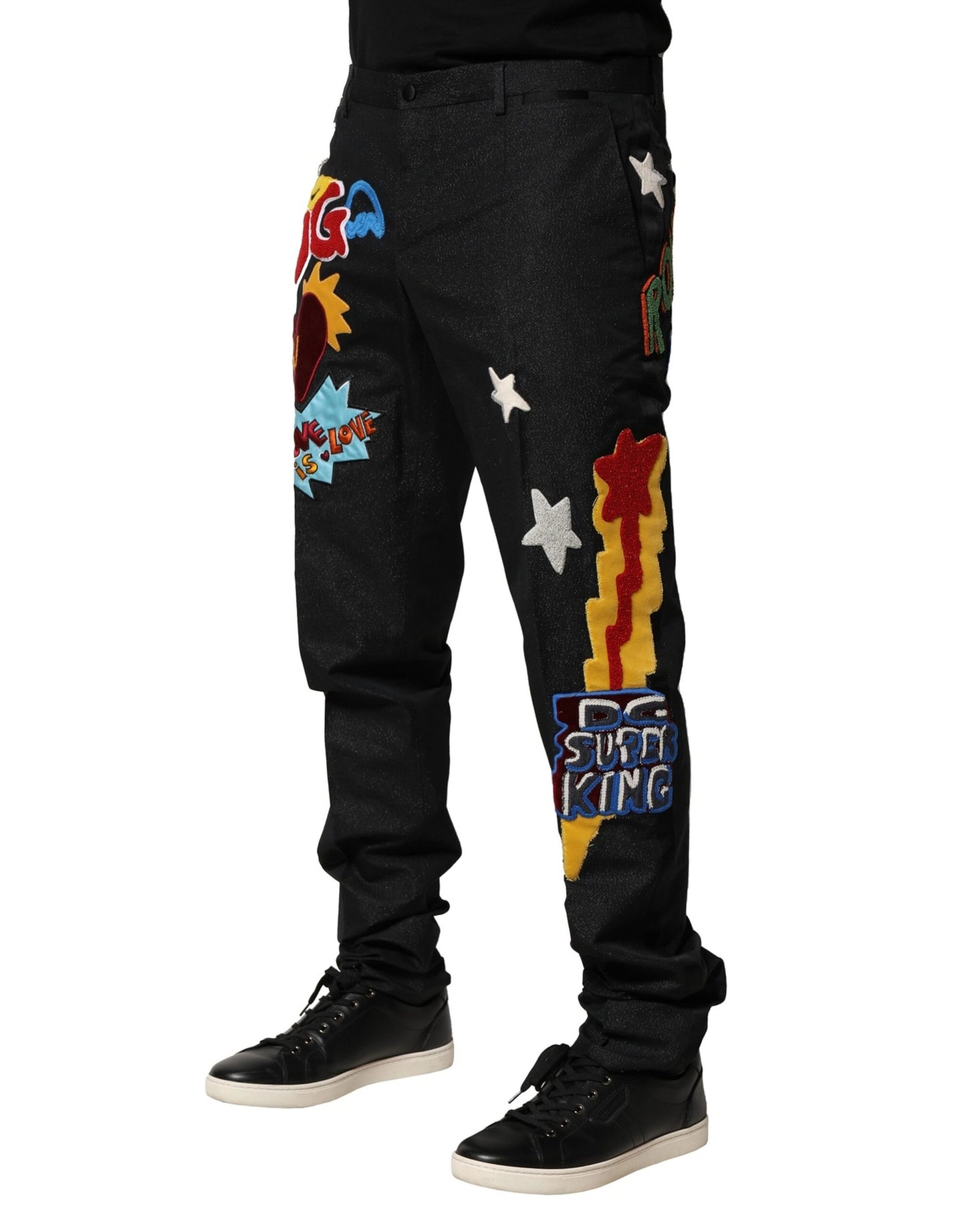 Pantalon homme Dolce & Gabbana noir à broderies graphiques
