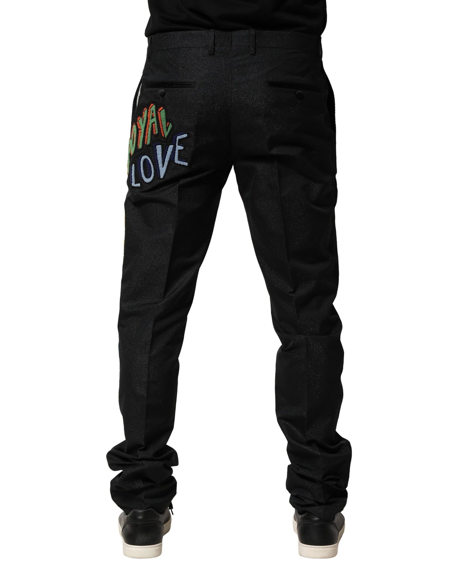Pantalon homme Dolce & Gabbana noir à broderies graphiques