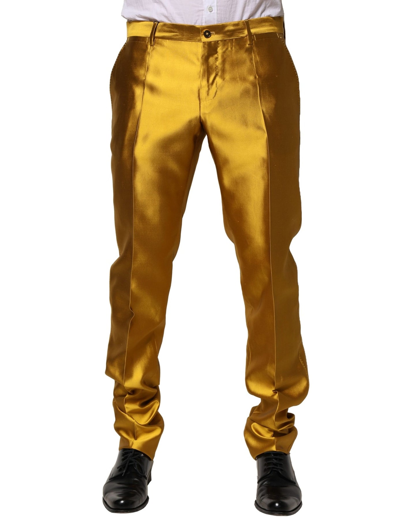 Pantalon fuselé en soie jaune Dolce & Gabbana pour homme