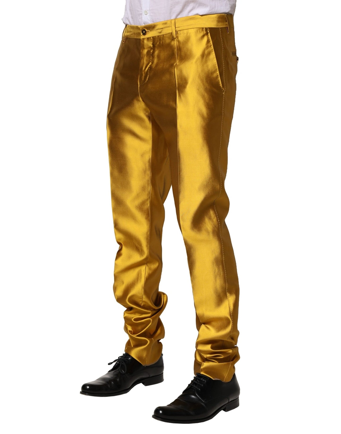 Pantalon fuselé en soie jaune Dolce & Gabbana pour homme