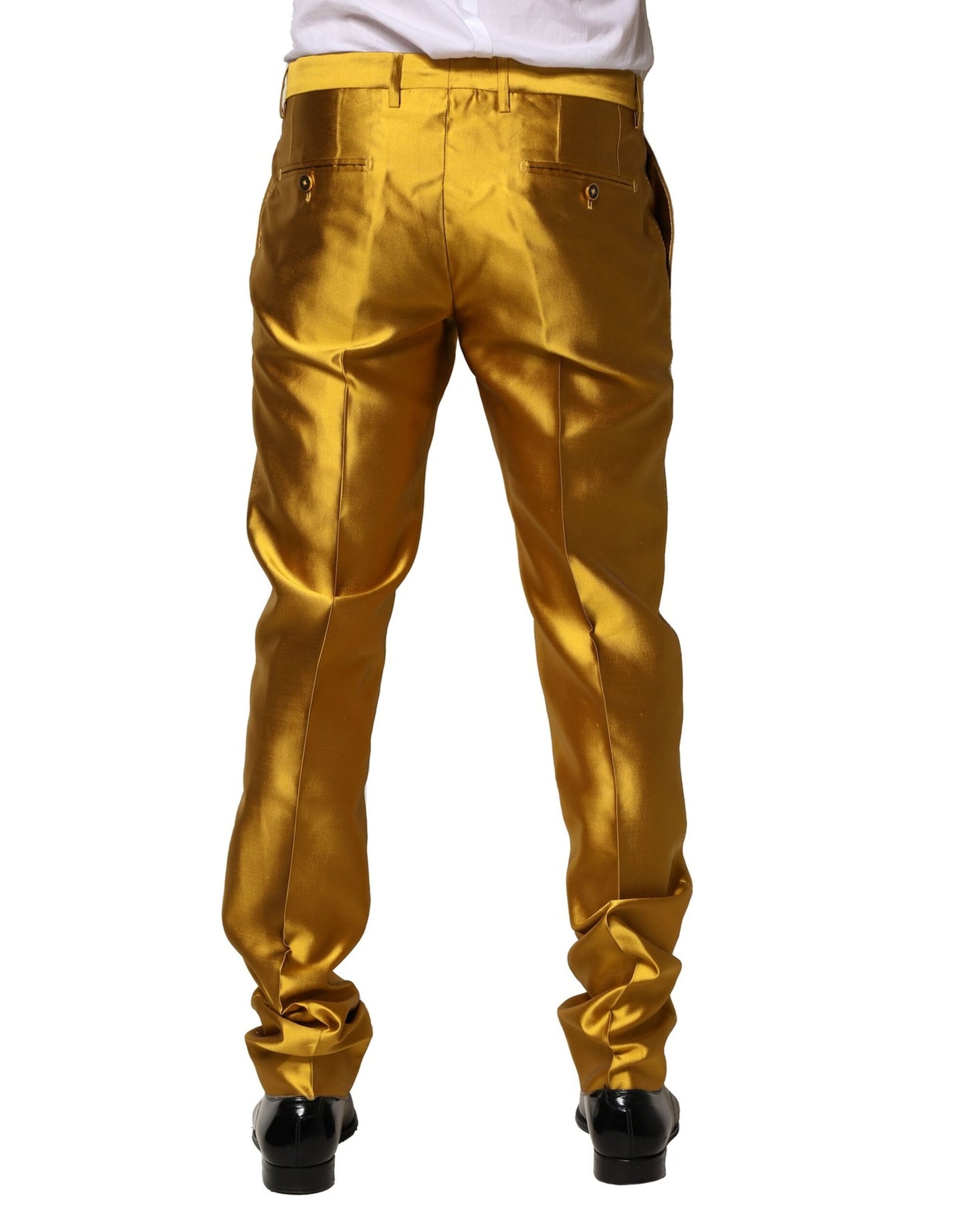 Pantalon fuselé en soie jaune Dolce & Gabbana pour homme