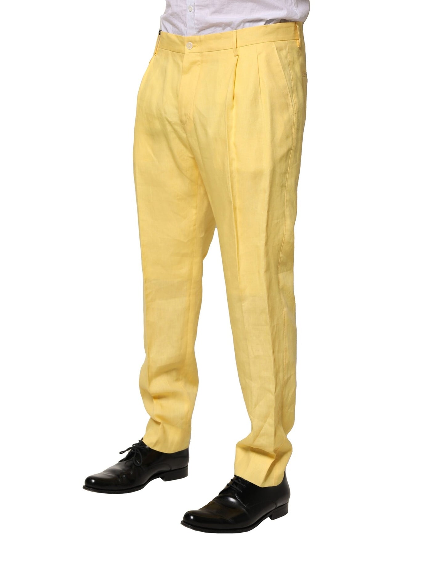 Pantalon fuselé en lin jaune Dolce & Gabbana pour homme