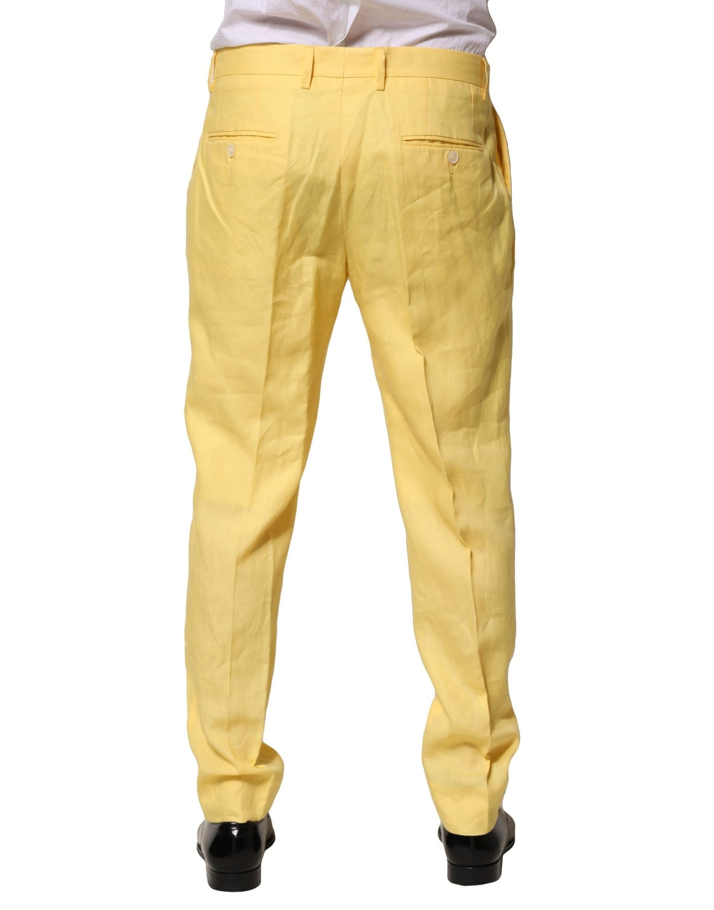 Pantalon fuselé en lin jaune Dolce & Gabbana pour homme