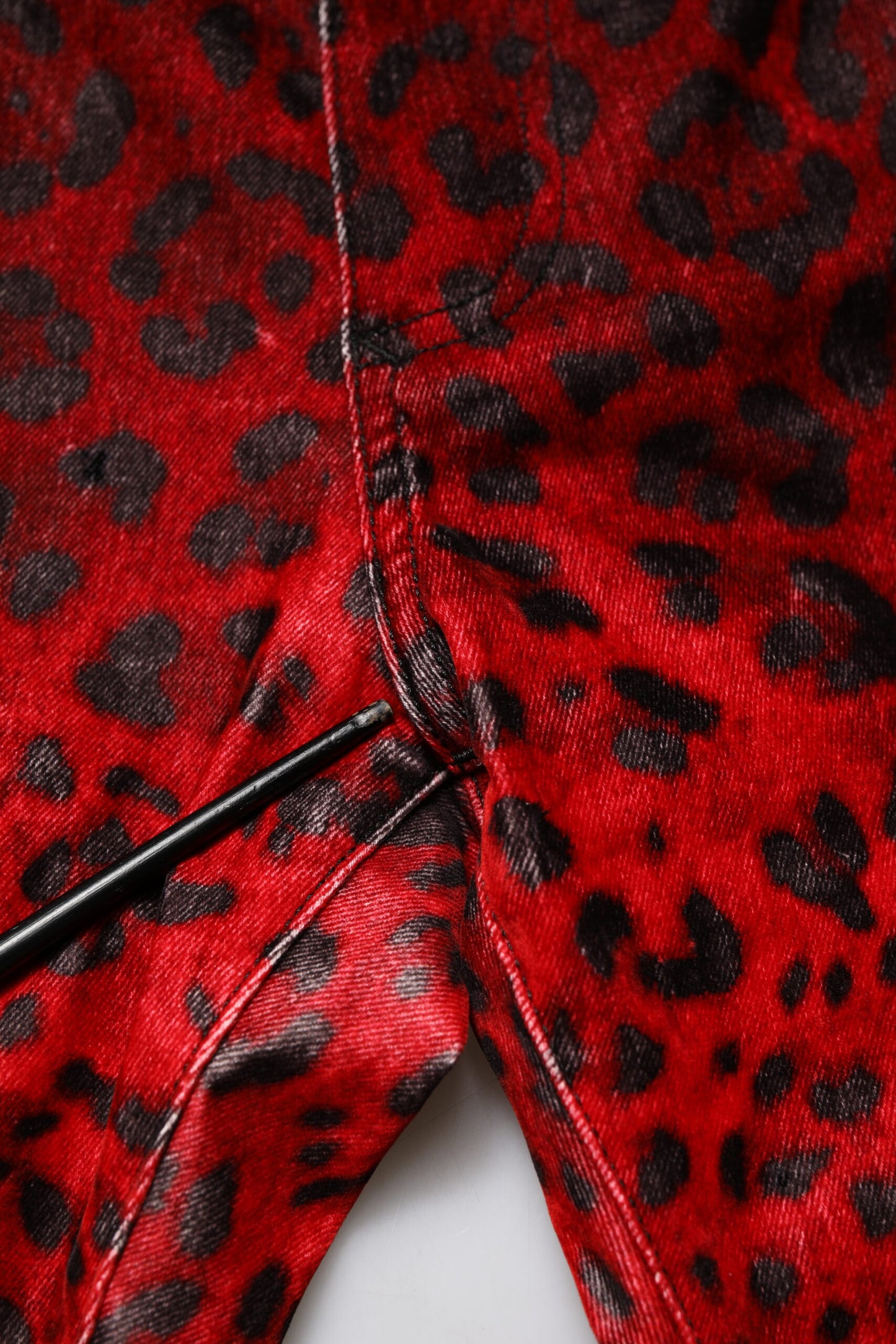 Jean skinny en coton à imprimé léopard rouge Dolce & Gabbana