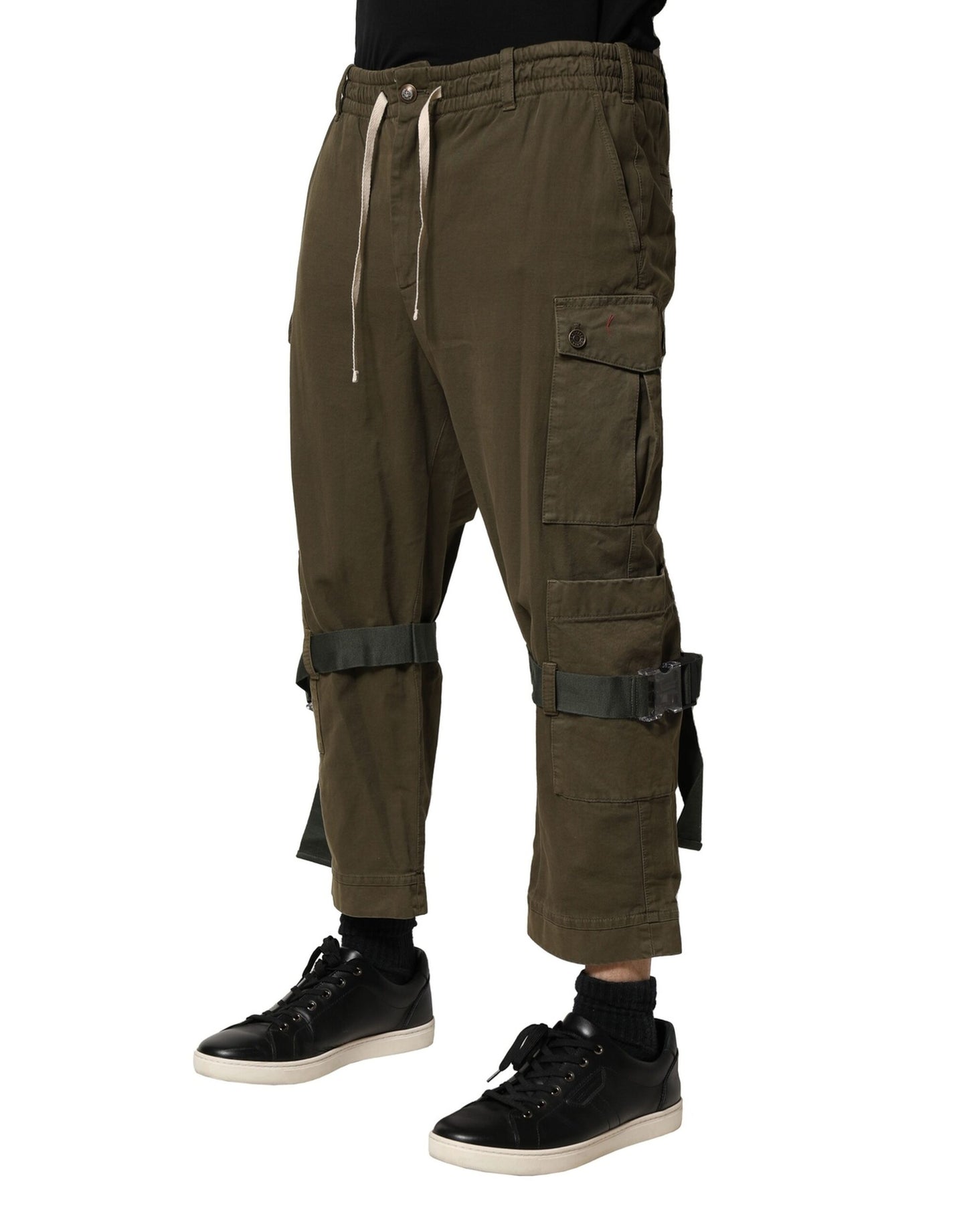 Dolce & Gabbana Brown Cotton Cargo Drawstring Pants by Dolce & Gabbana