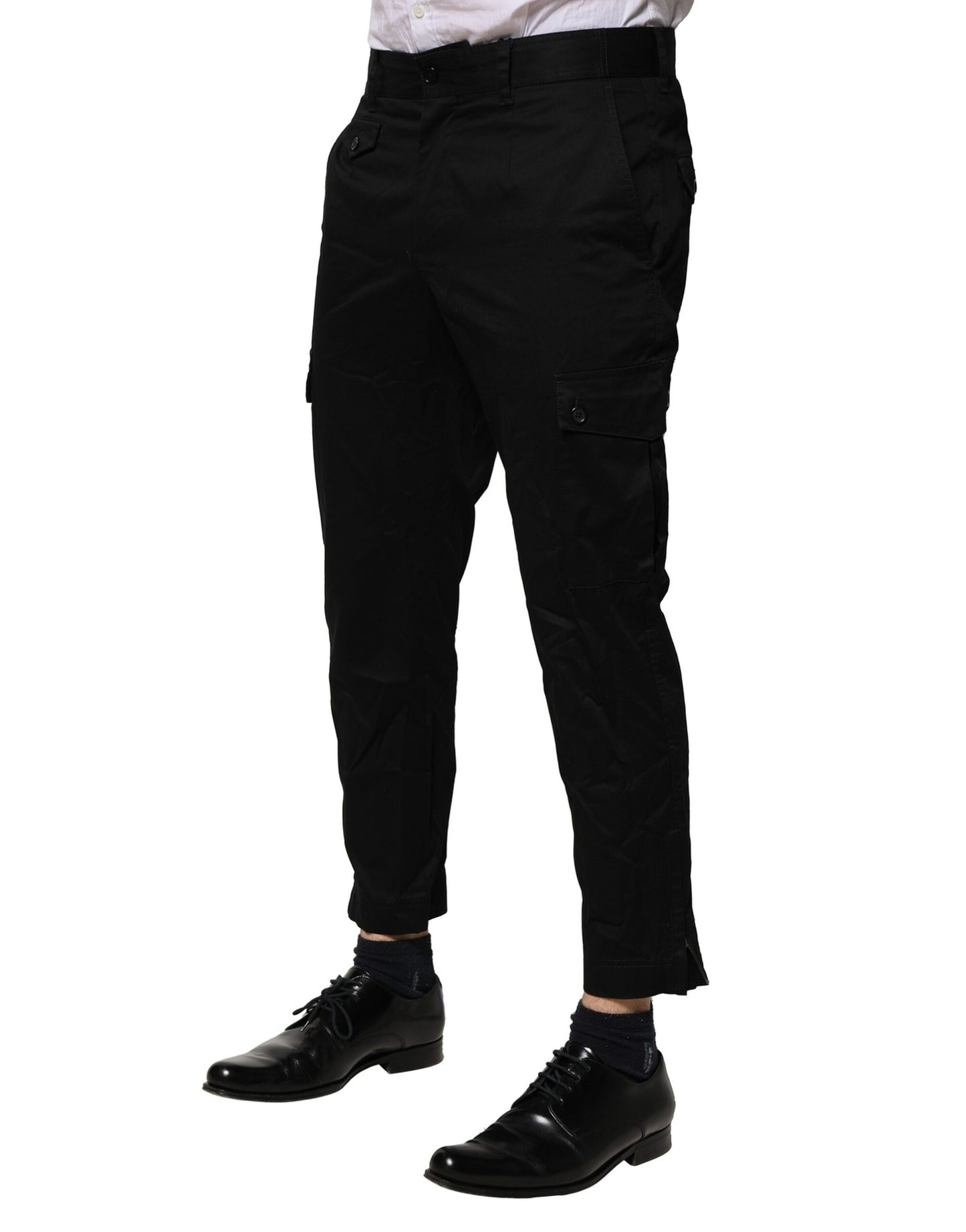 Pantalon slim habillé en coton noir Dolce & Gabbana