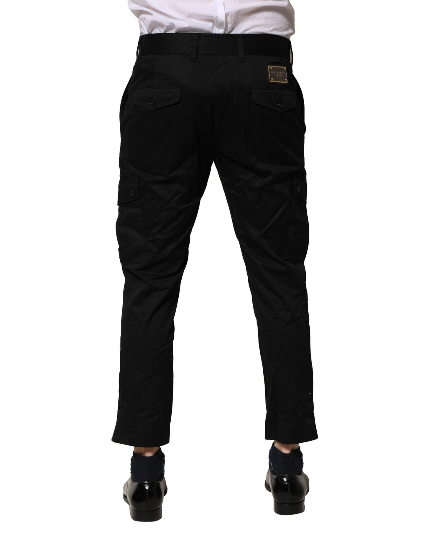 Pantalon slim habillé en coton noir Dolce & Gabbana