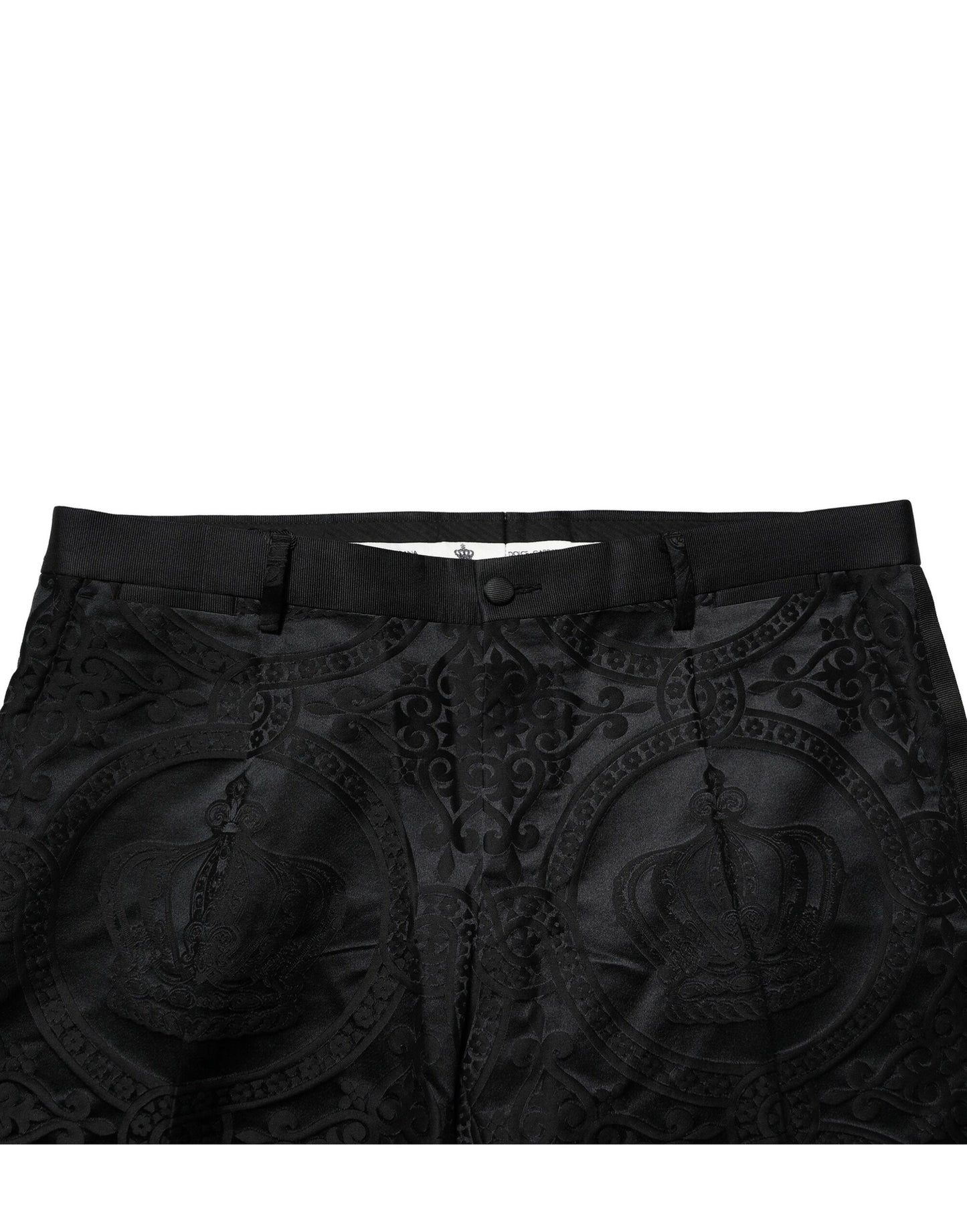 Pantalon habillé en coton noir DG Crown de Dolce & Gabbana