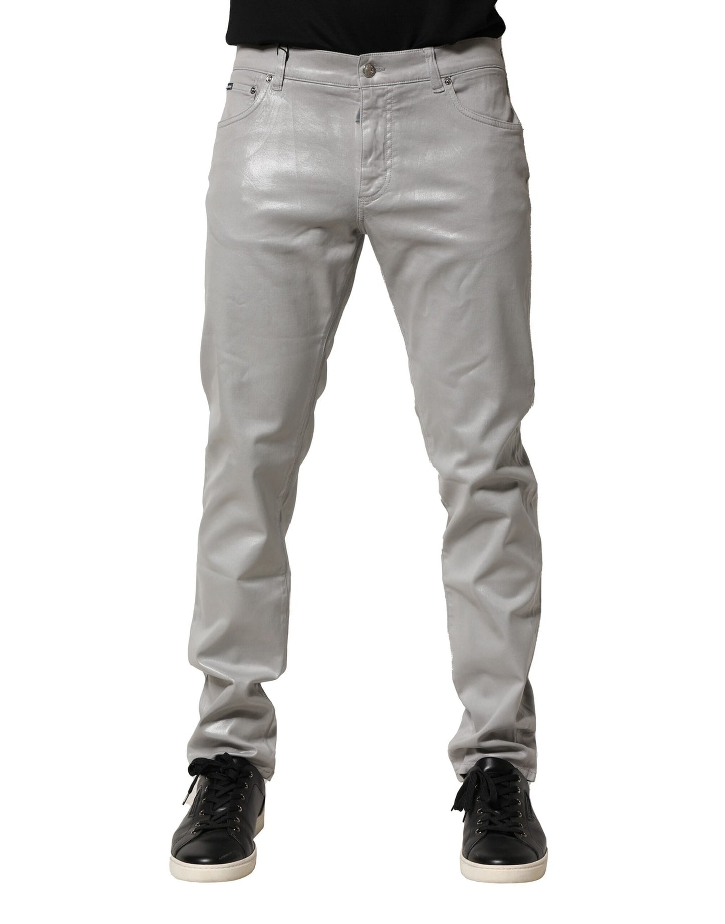 Jean slim en coton stretch argenté Dolce & Gabbana