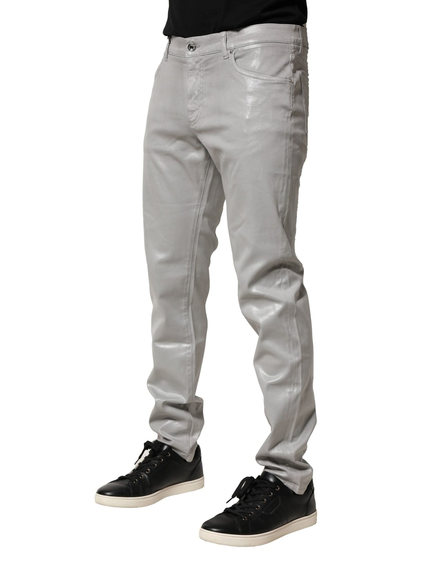 Jean slim en coton stretch argenté Dolce & Gabbana