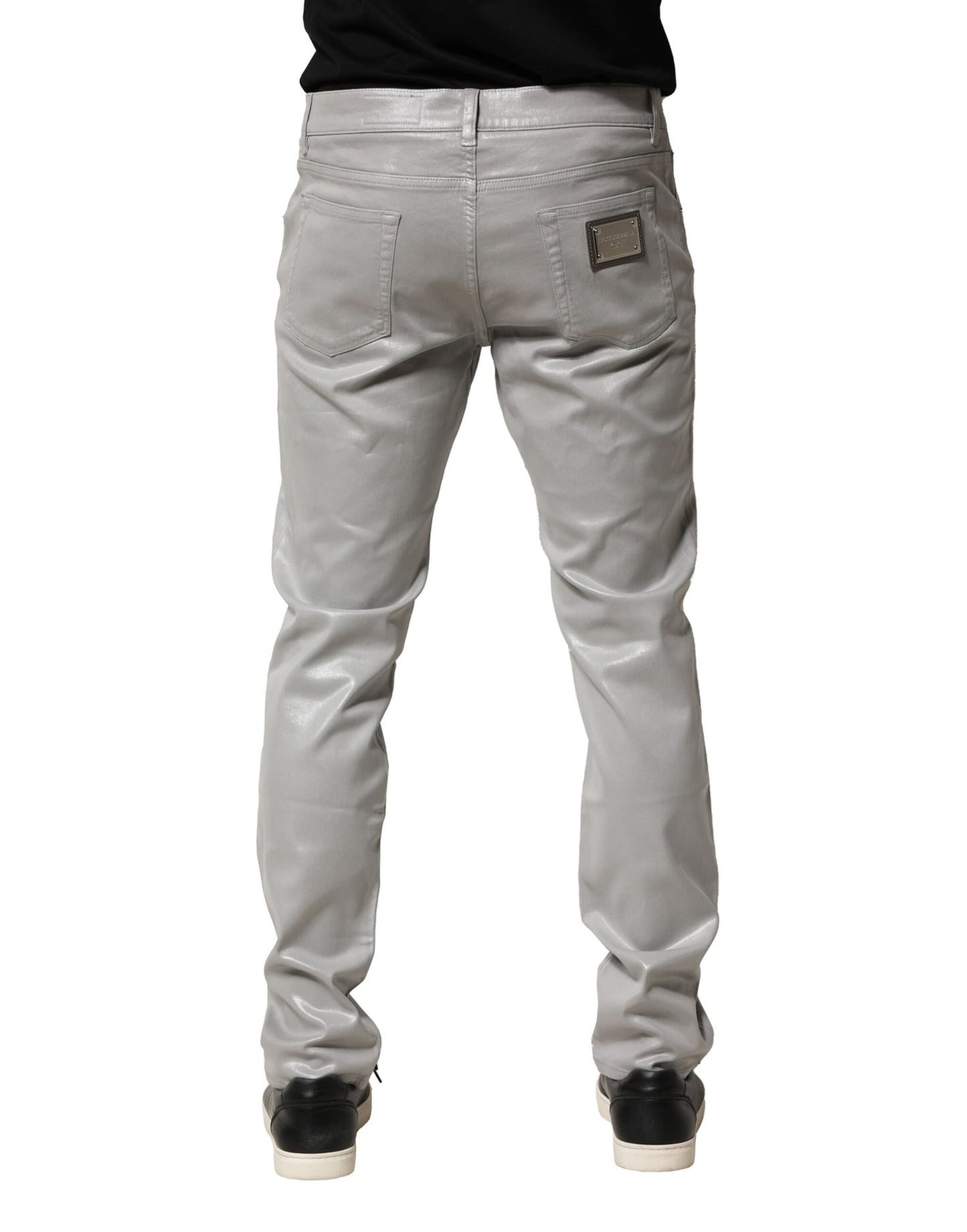 Jean slim en coton stretch argenté Dolce & Gabbana
