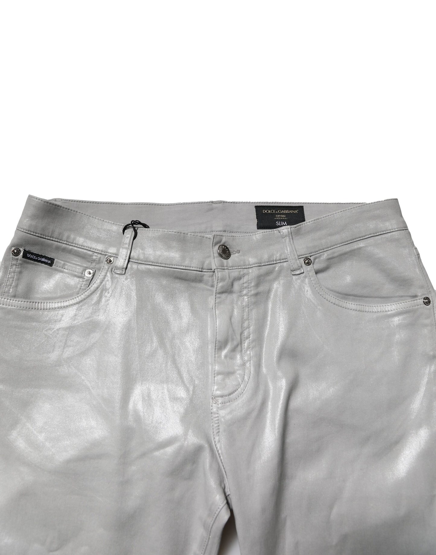 Jean slim en coton stretch argenté Dolce & Gabbana