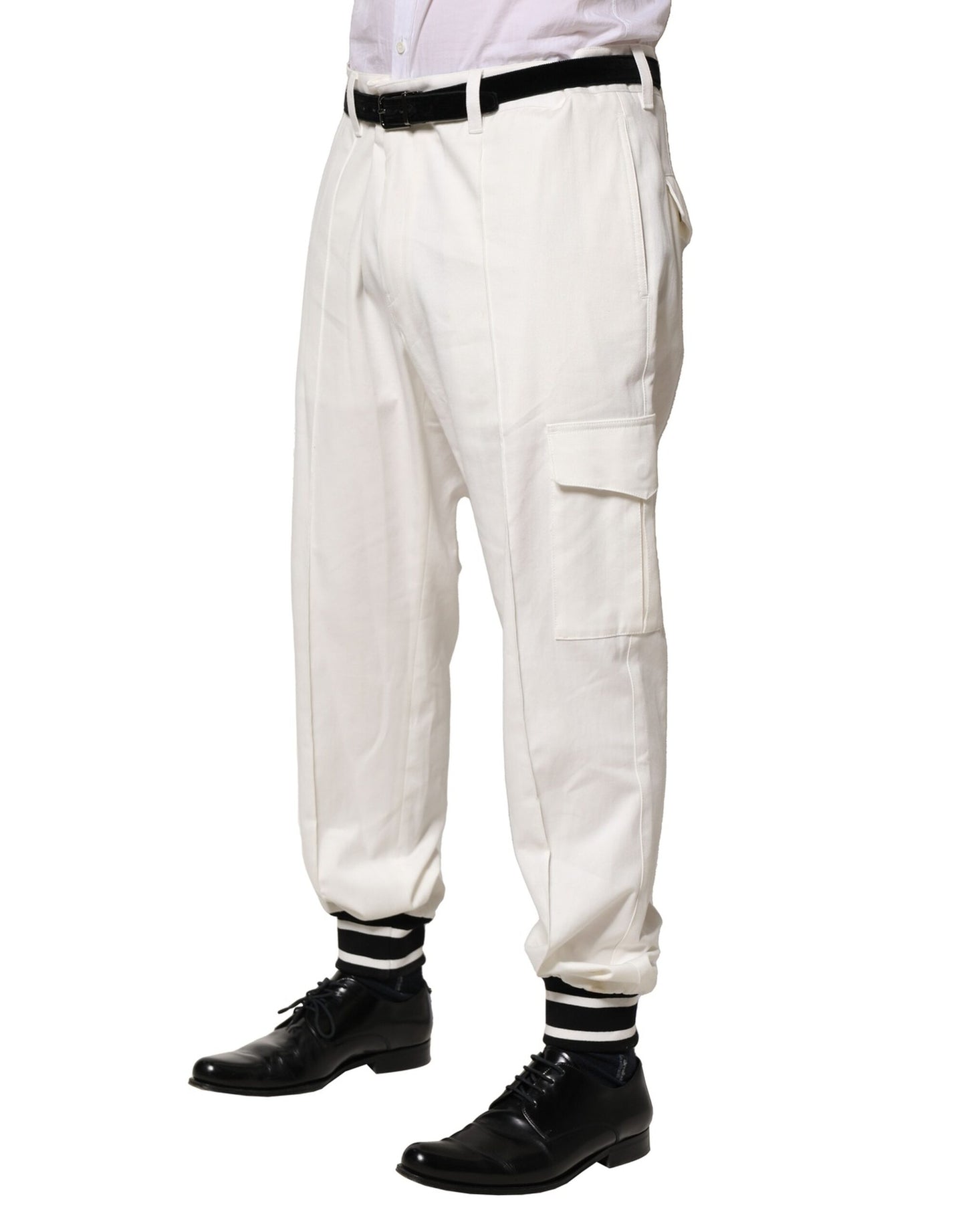 Pantalon de jogging cargo en coton blanc Dolce & Gabbana pour homme