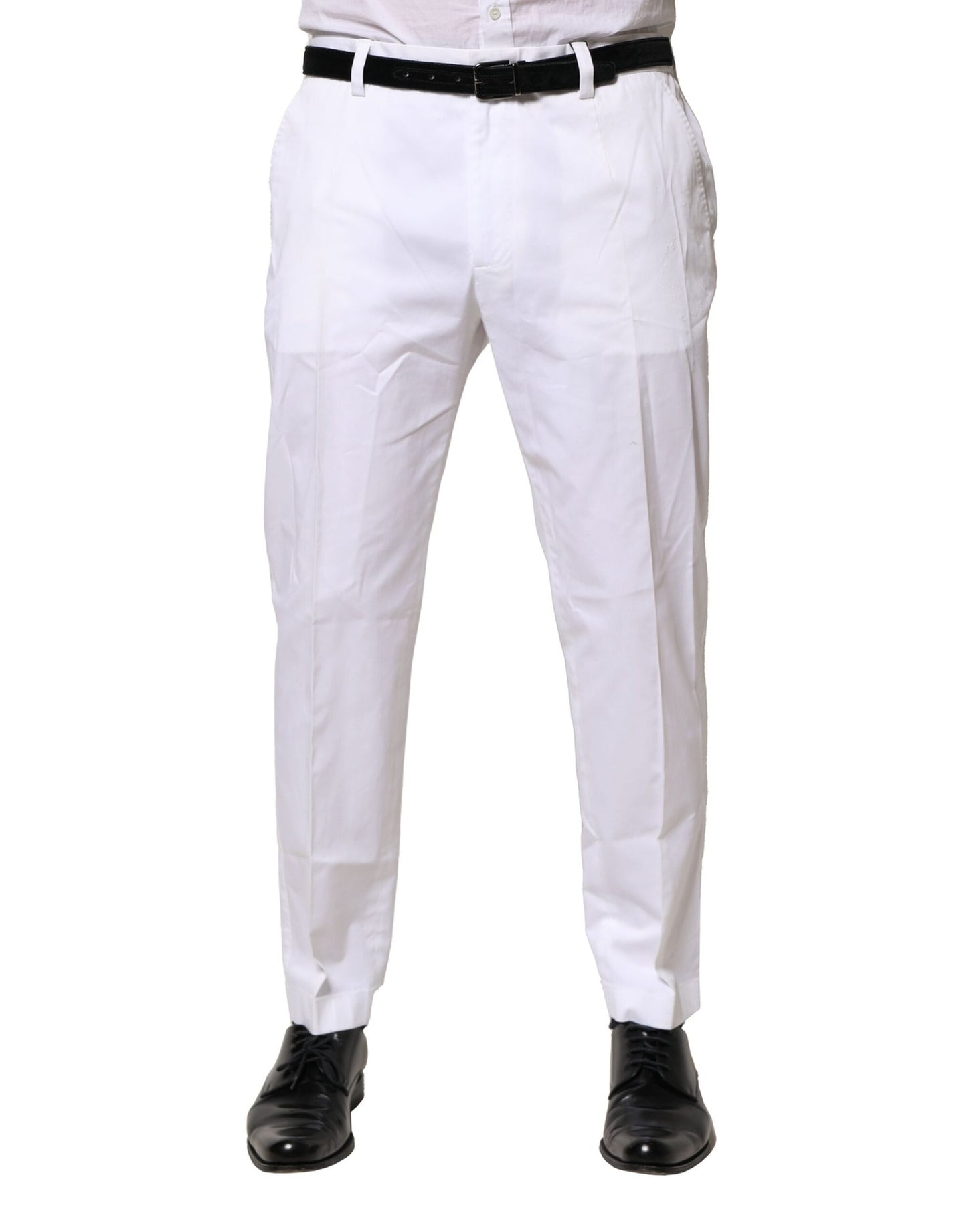 Pantalon slim habillé en coton blanc Dolce & Gabbana