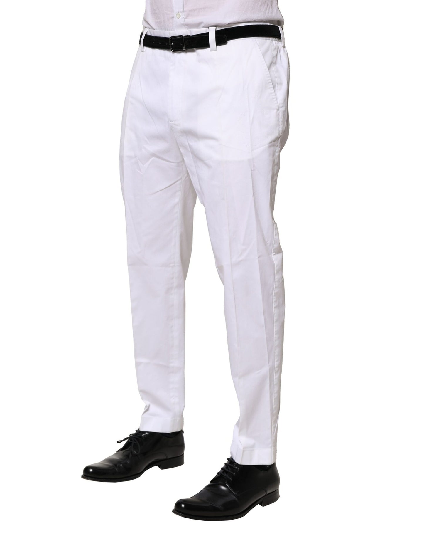 Pantalon slim habillé en coton blanc Dolce & Gabbana