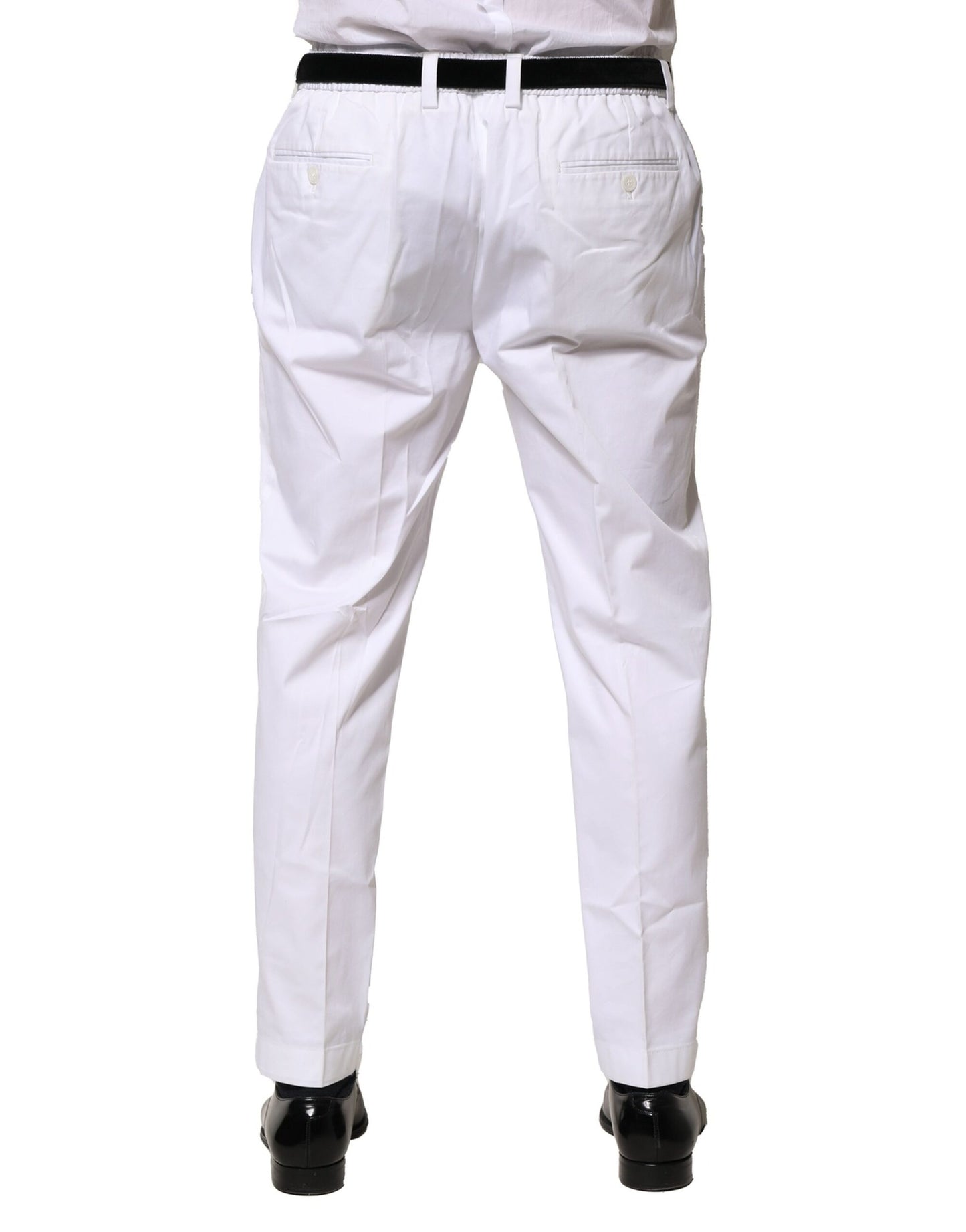 Pantalon slim habillé en coton blanc Dolce & Gabbana