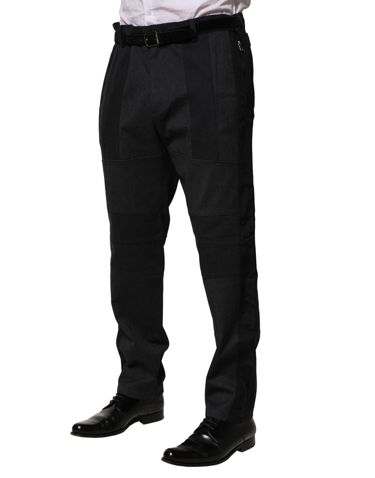 Pantalon slim habillé en coton noir Dolce & Gabbana